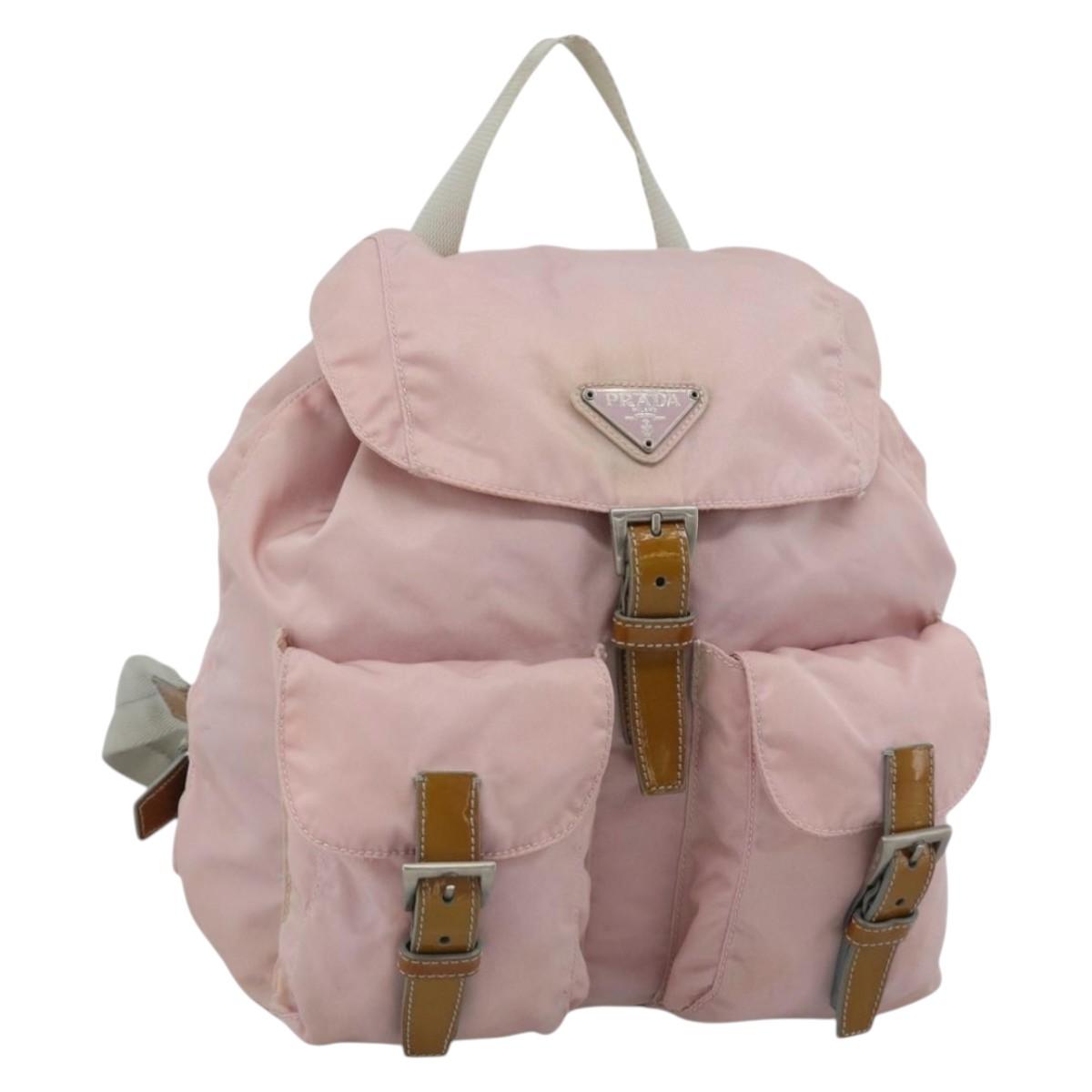 PRADA Backpack Nylon Pink Silver Auth 182817