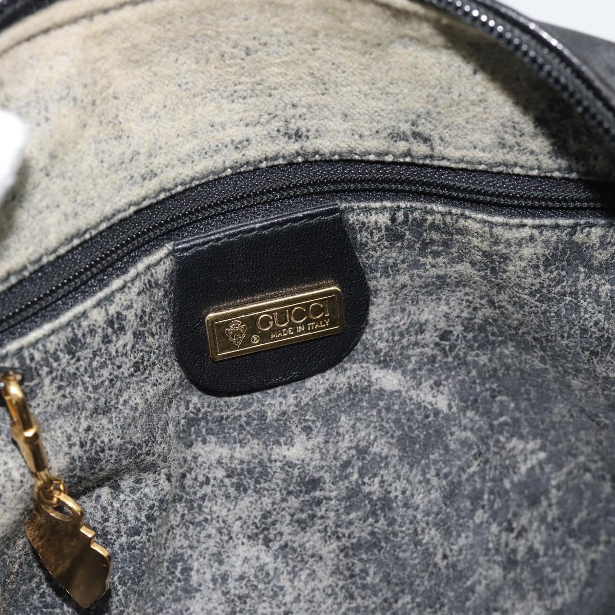 GUCCI Micro GG Supreme Shoulder Bag PVC Black Gold Auth 182820