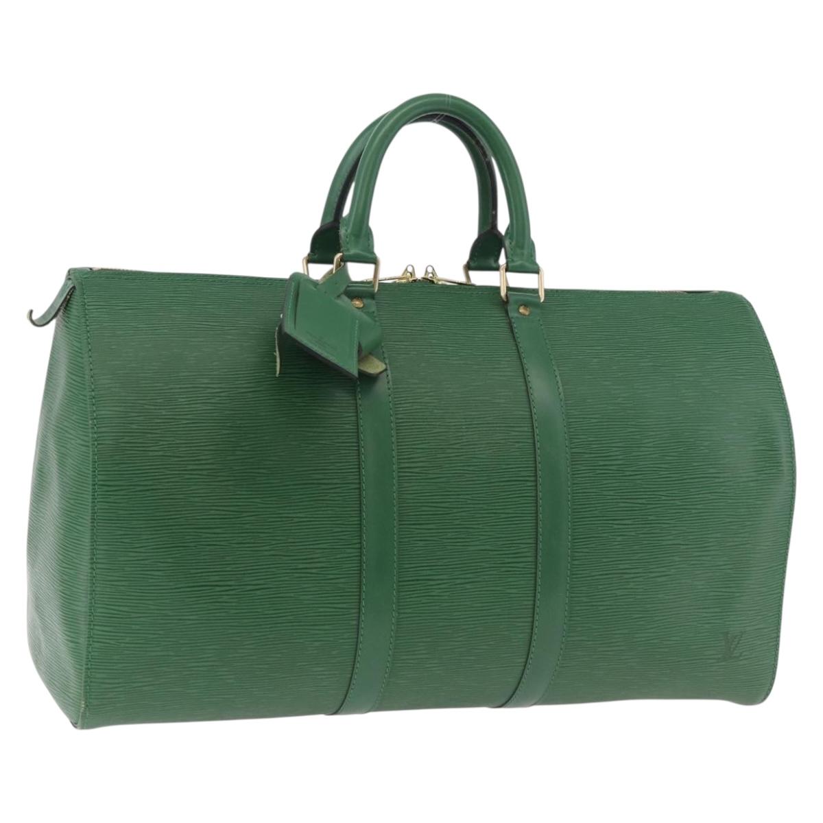 LOUIS VUITTON Epi Keepall 45 Boston Bag Green M42974 LV Auth 182828