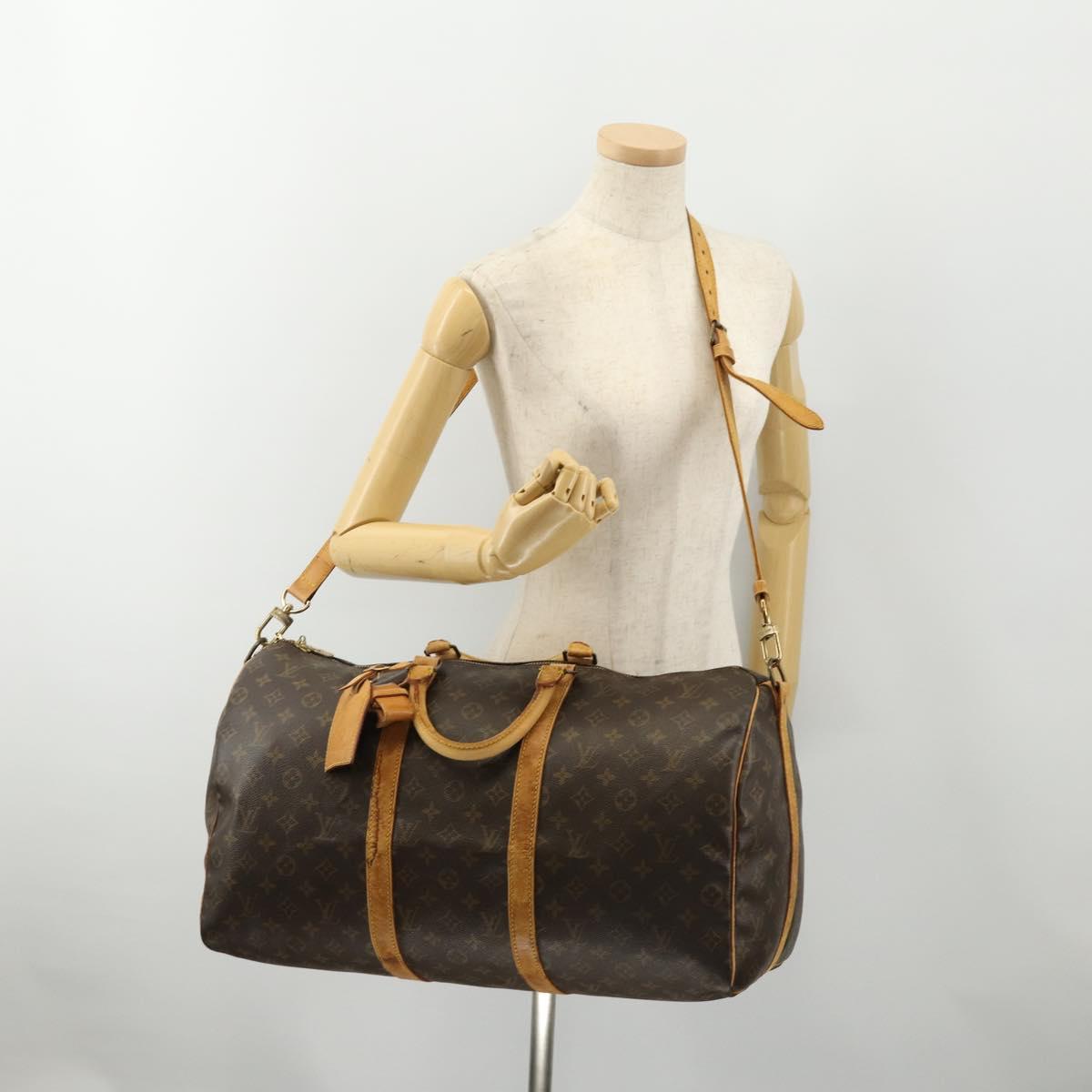 LOUIS VUITTON Monogram Keepall Bandouliere 50 Boston Bag M41416 LV Auth 182846