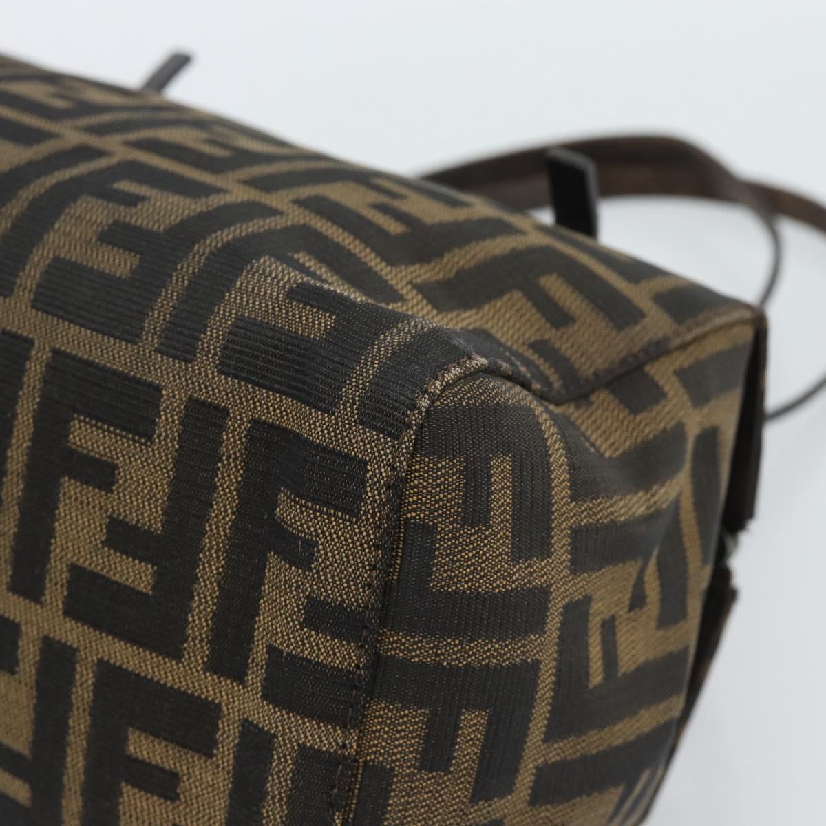FENDI Zucca Canvas Mamma Baguette Hand Bag Brown Black Auth 182861A