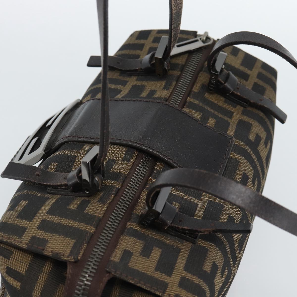 FENDI Zucca Canvas Mamma Baguette Hand Bag Brown Black Auth 182861A