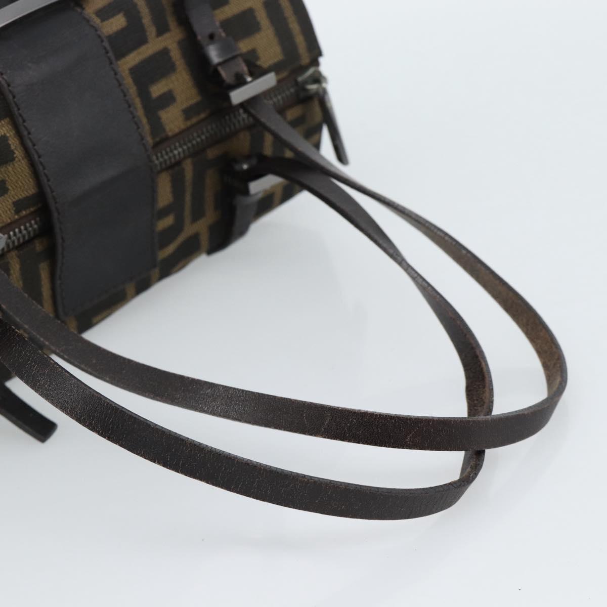 FENDI Zucca Canvas Mamma Baguette Hand Bag Brown Black Auth 182861A