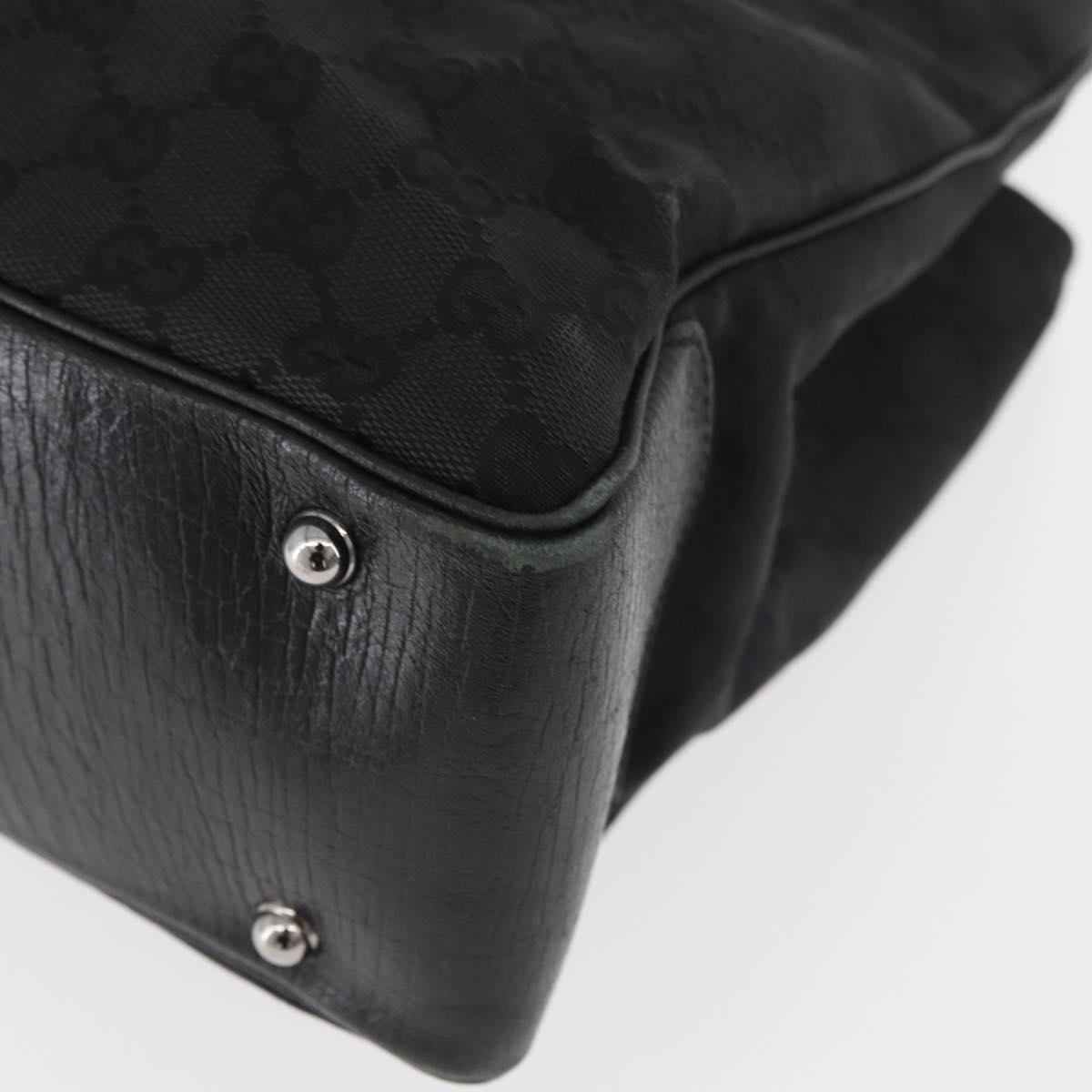 GUCCI GG Canvas Bamboo Hand Bag Black 112526 Auth 182862
