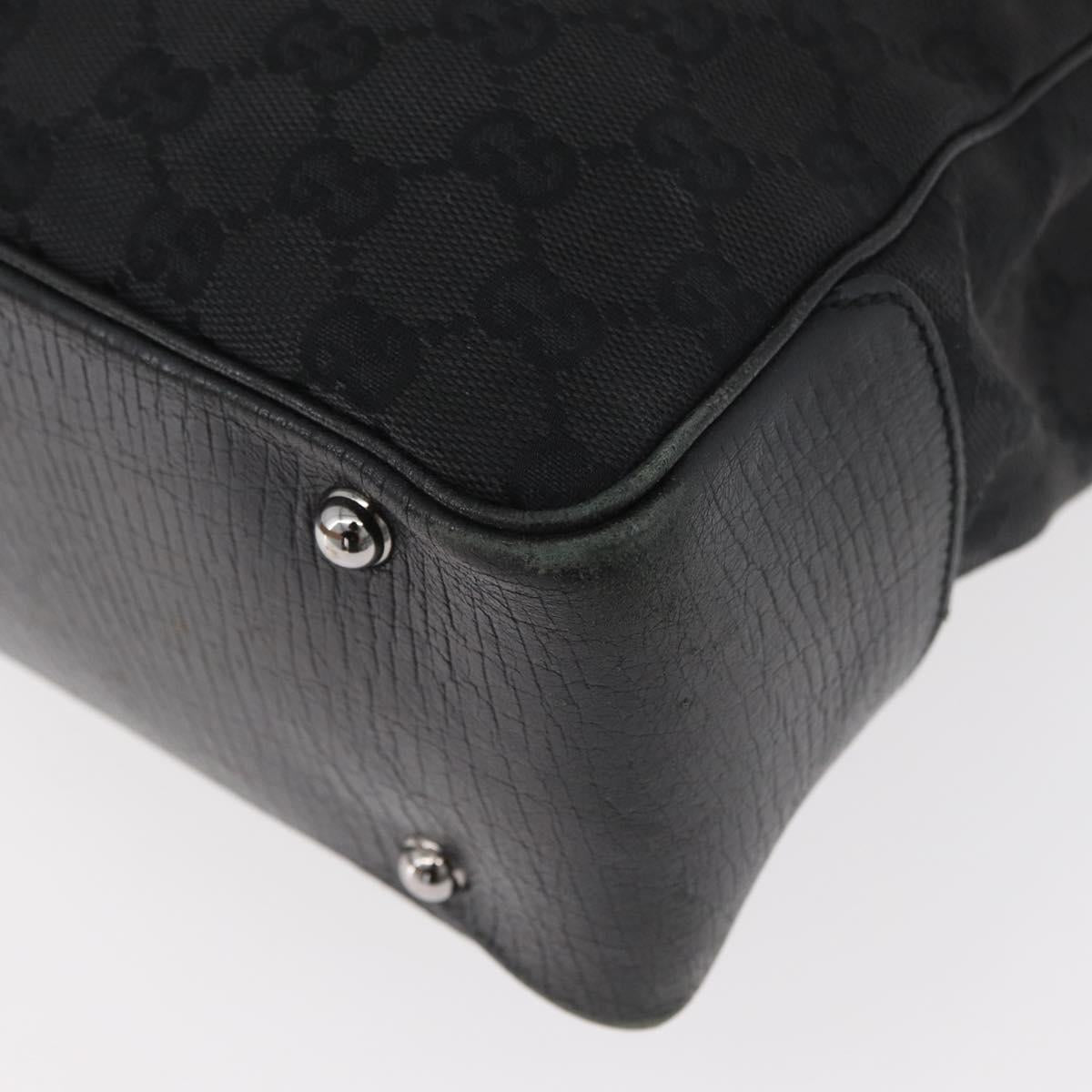 GUCCI GG Canvas Bamboo Hand Bag Black 112526 Auth 182862