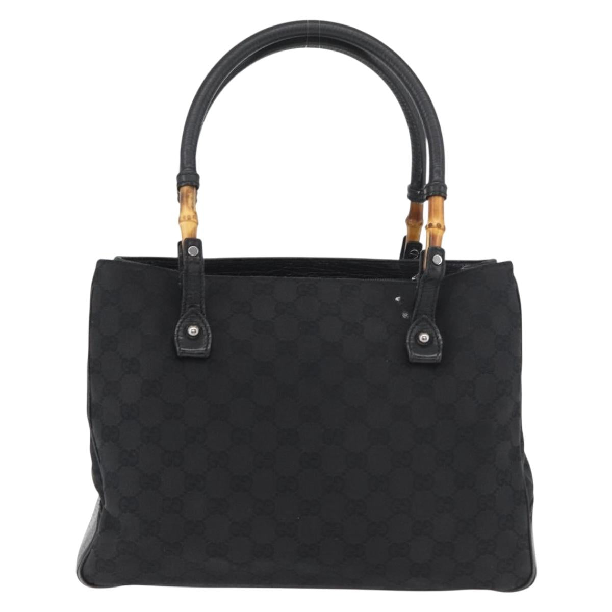 GUCCI GG Canvas Bamboo Hand Bag Black 112526 Auth 182862