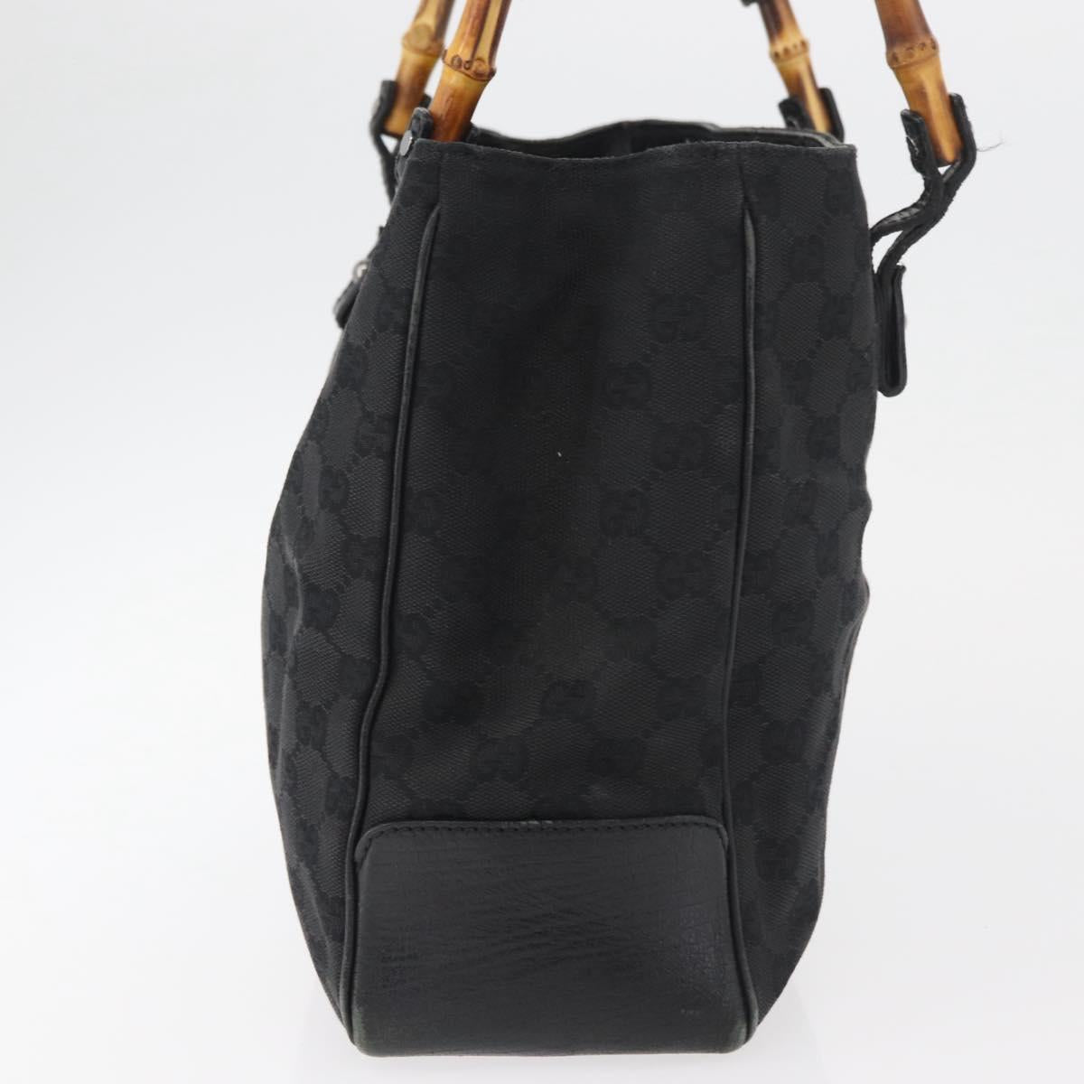 GUCCI GG Canvas Bamboo Hand Bag Black 112526 Auth 182862