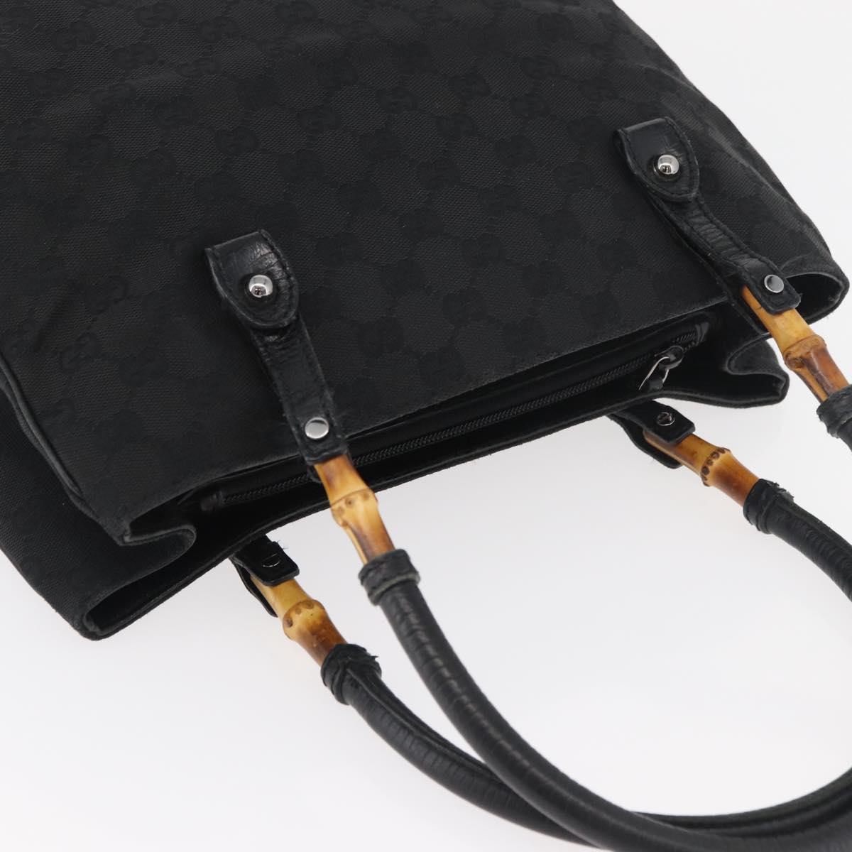 GUCCI GG Canvas Bamboo Hand Bag Black 112526 Auth 182862