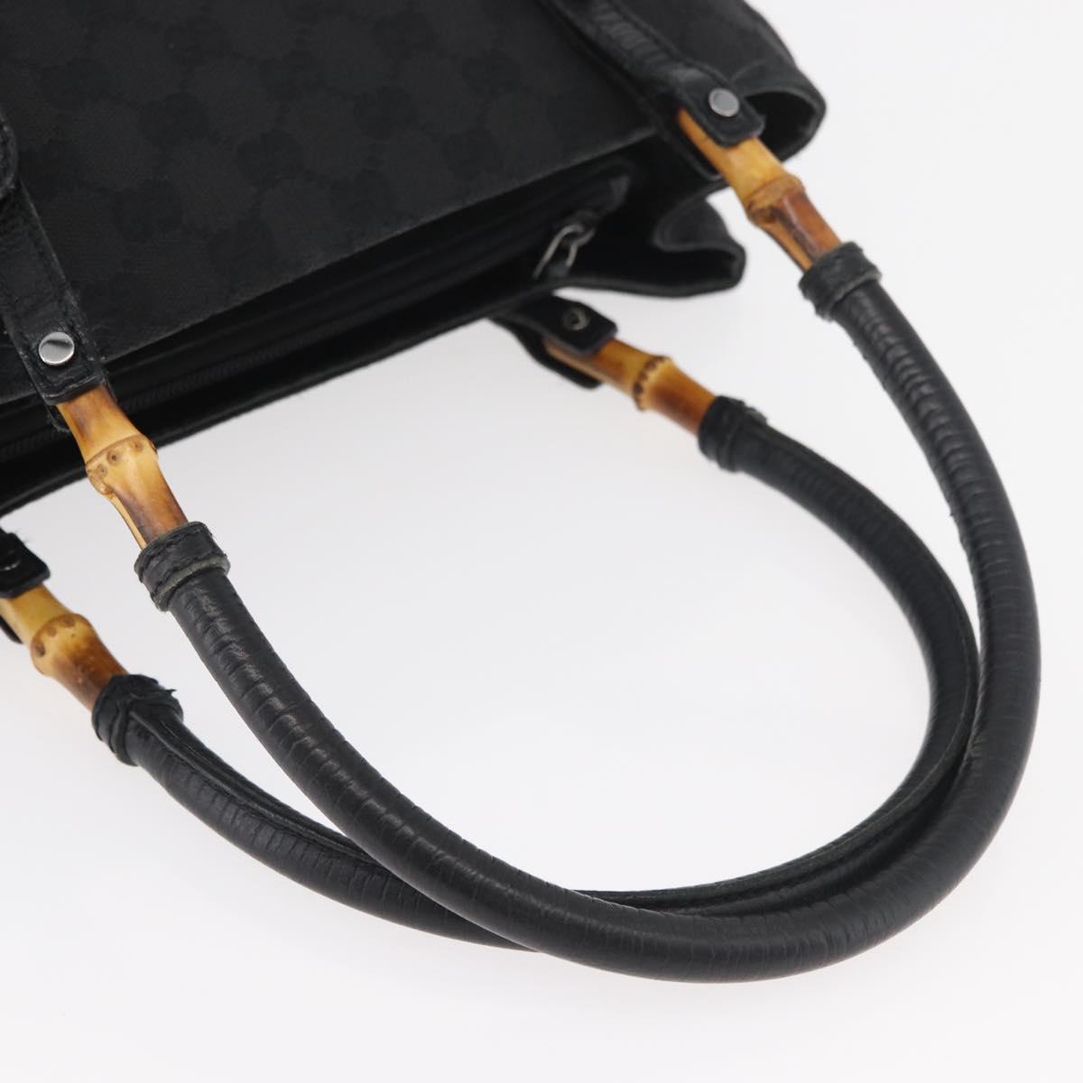 GUCCI GG Canvas Bamboo Hand Bag Black 112526 Auth 182862