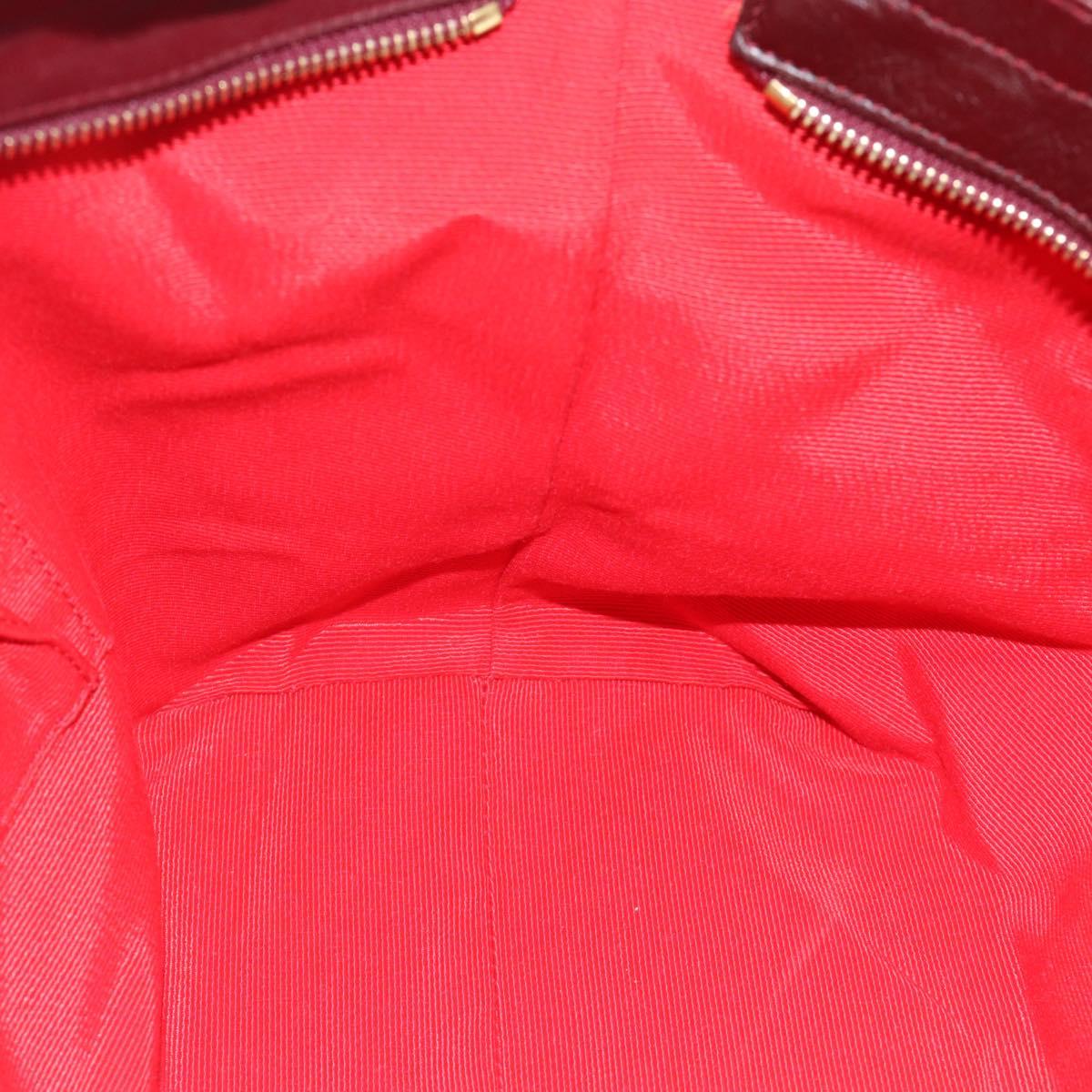 Salvatore Ferragamo Gancini Tote Bag Canvas Gold Bordeaux Auth 182865