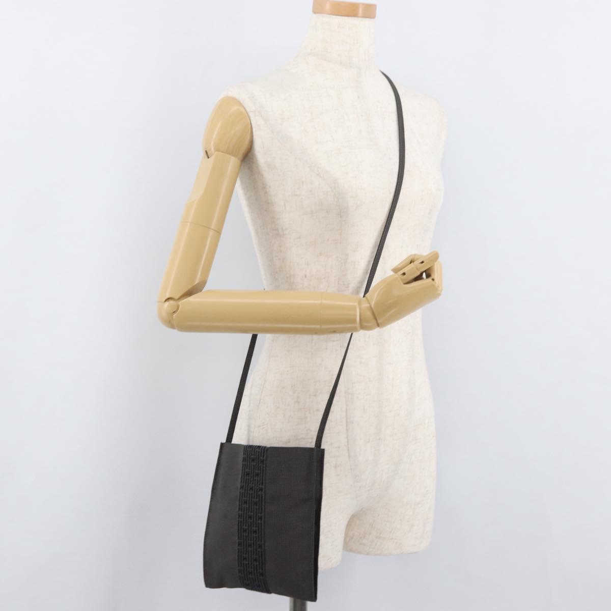 HERMES Her Line Pochette Shoulder Bag Canvas Gray Auth 182866