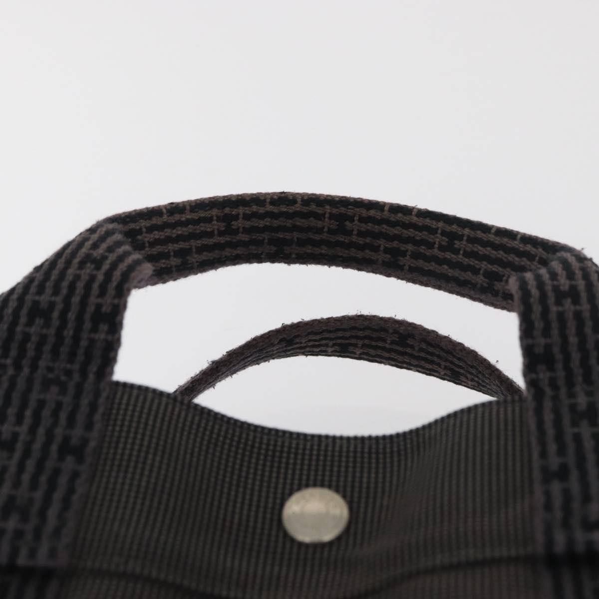 HERMES Her Line MM Hand Bag Canvas Gray Silver Auth 182867