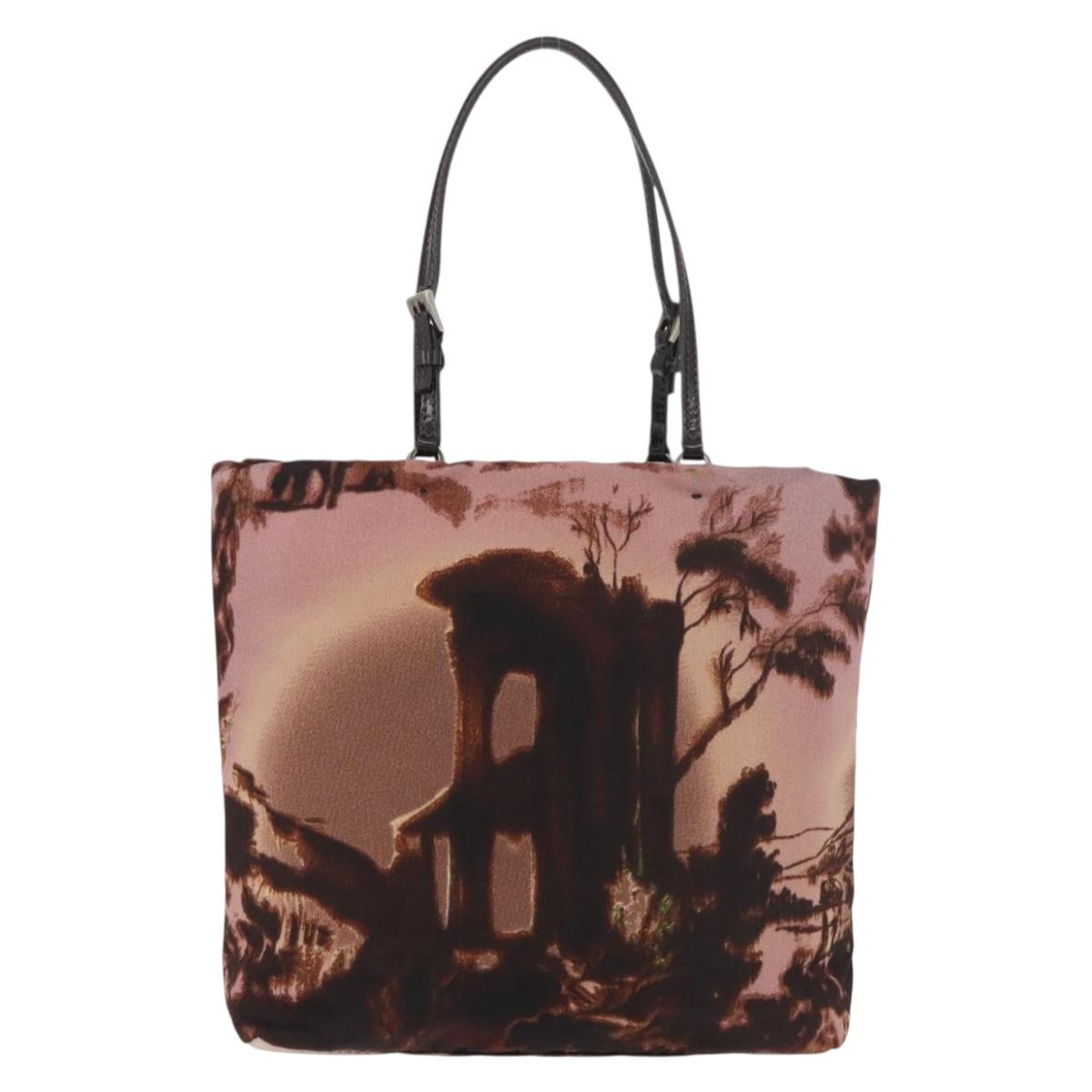 PRADA Hand Bag Nylon Pink Silver Auth 182868A