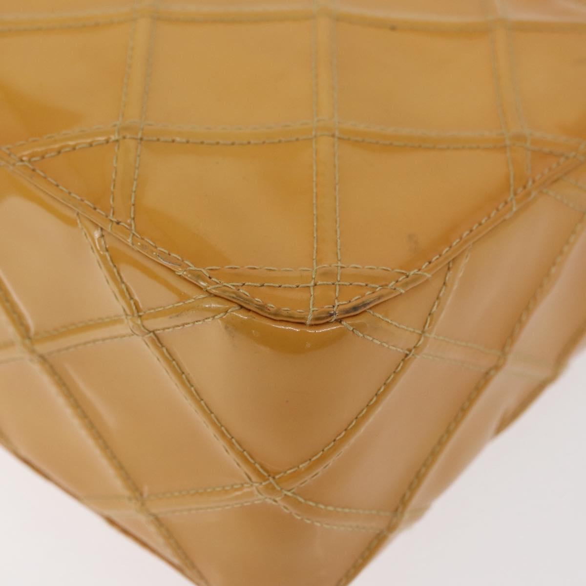 CHANEL Bicolore Shoulder Bag Patent leather Yellow CC Auth 182869A