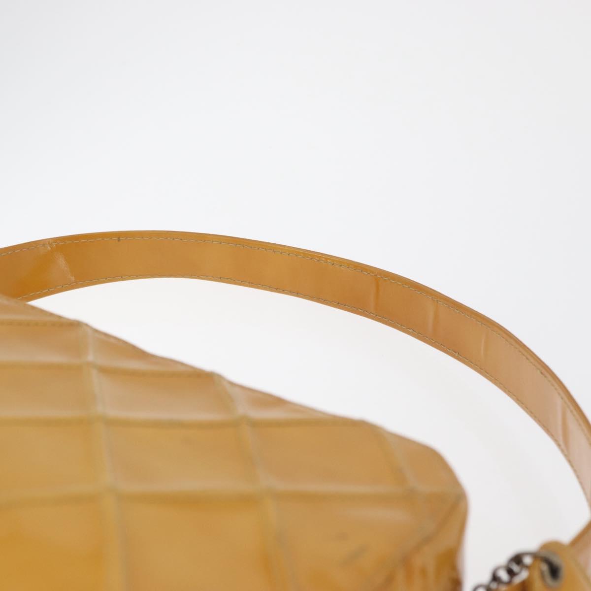 CHANEL Bicolore Shoulder Bag Patent leather Yellow CC Auth 182869A