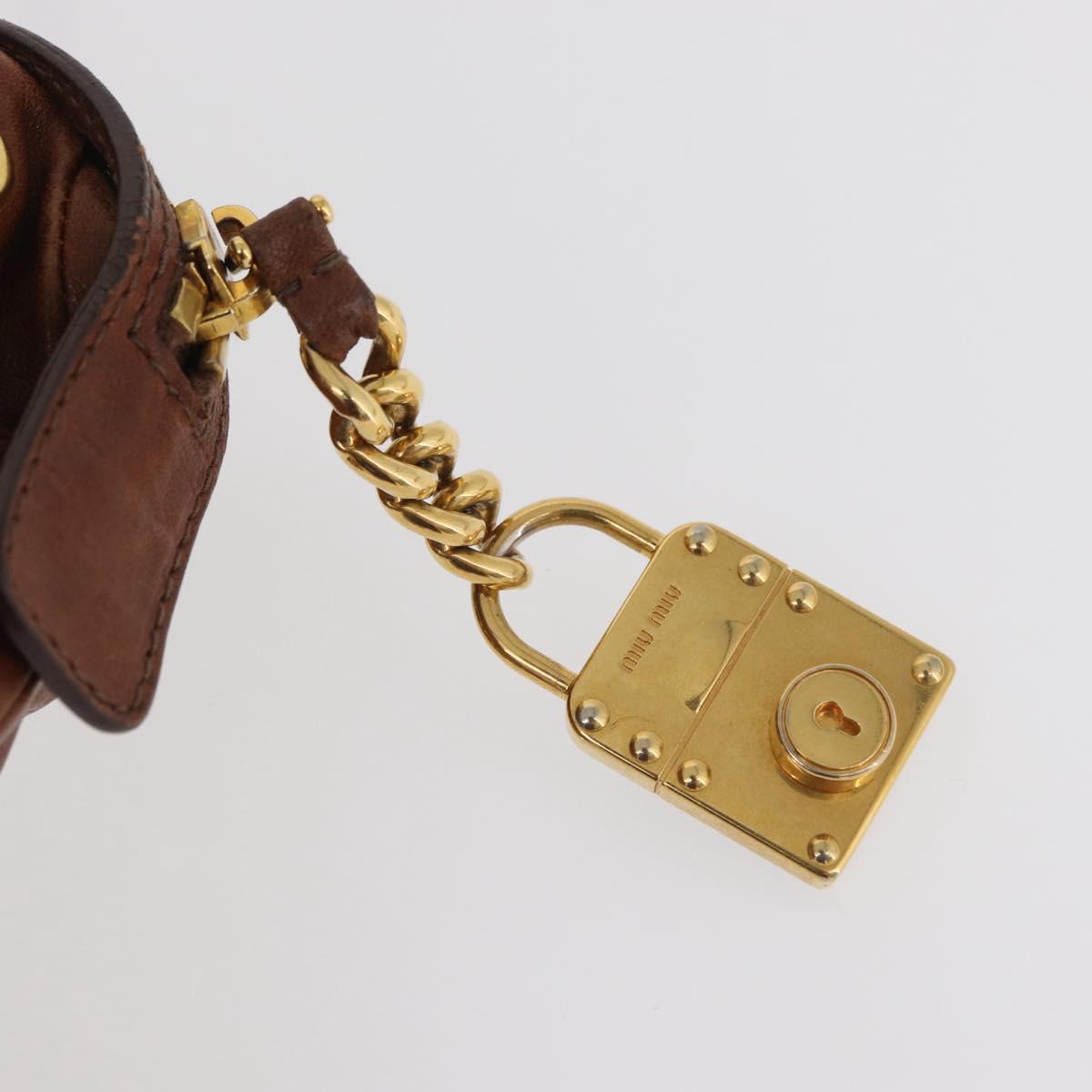 Miu Miu Hand Bag Leather Brown Gold Auth 182872A