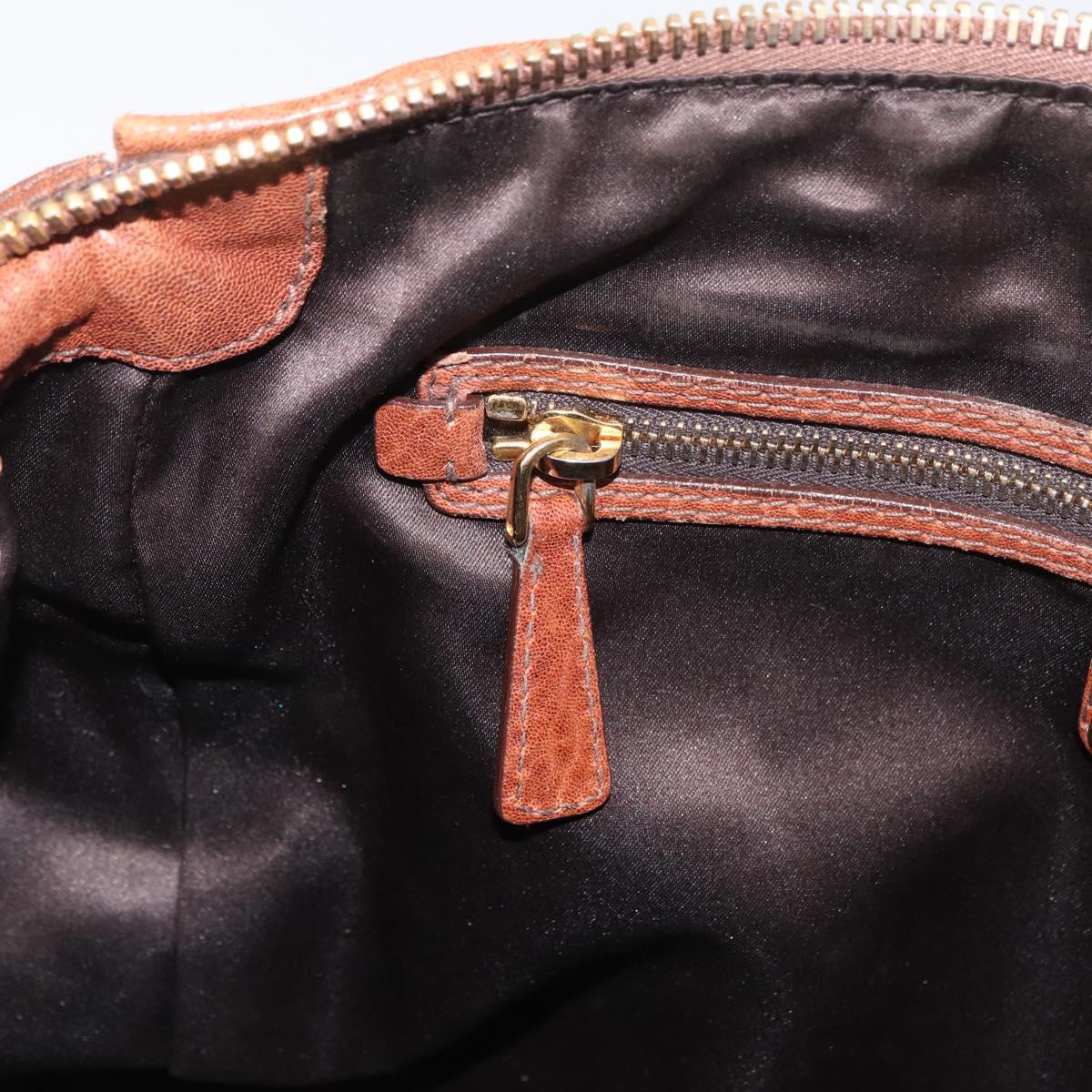 Miu Miu Hand Bag Leather Brown Gold Auth 182872A