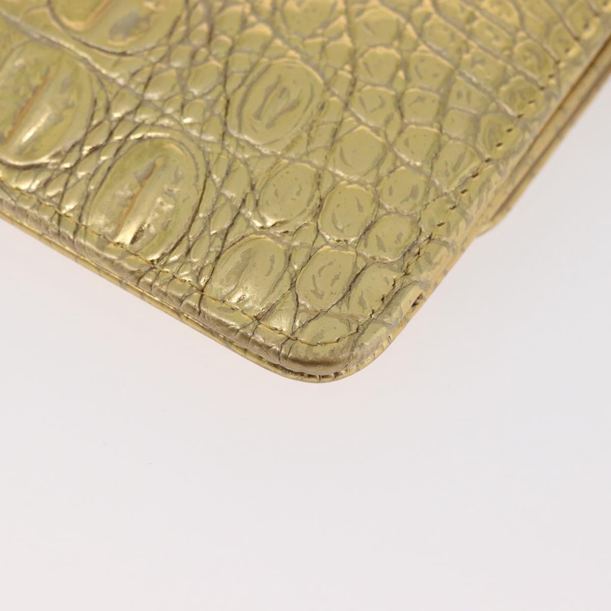 CHANEL COCO Mark Clutch Bag Calf Skin Gold CC Auth 182873SAM