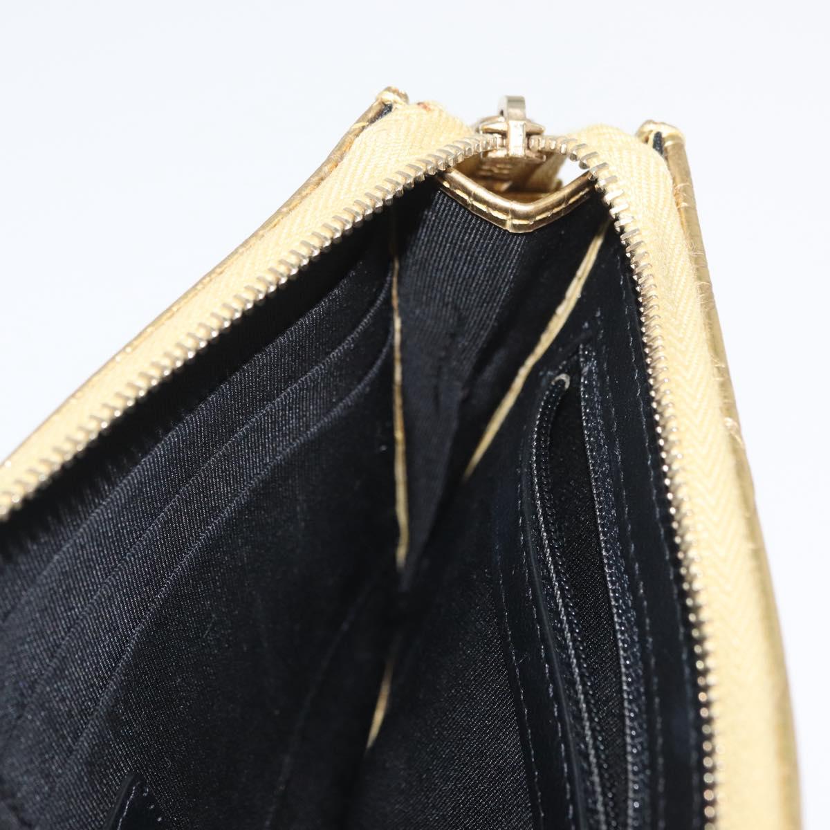 CHANEL COCO Mark Clutch Bag Calf Skin Gold CC Auth 182873SAM