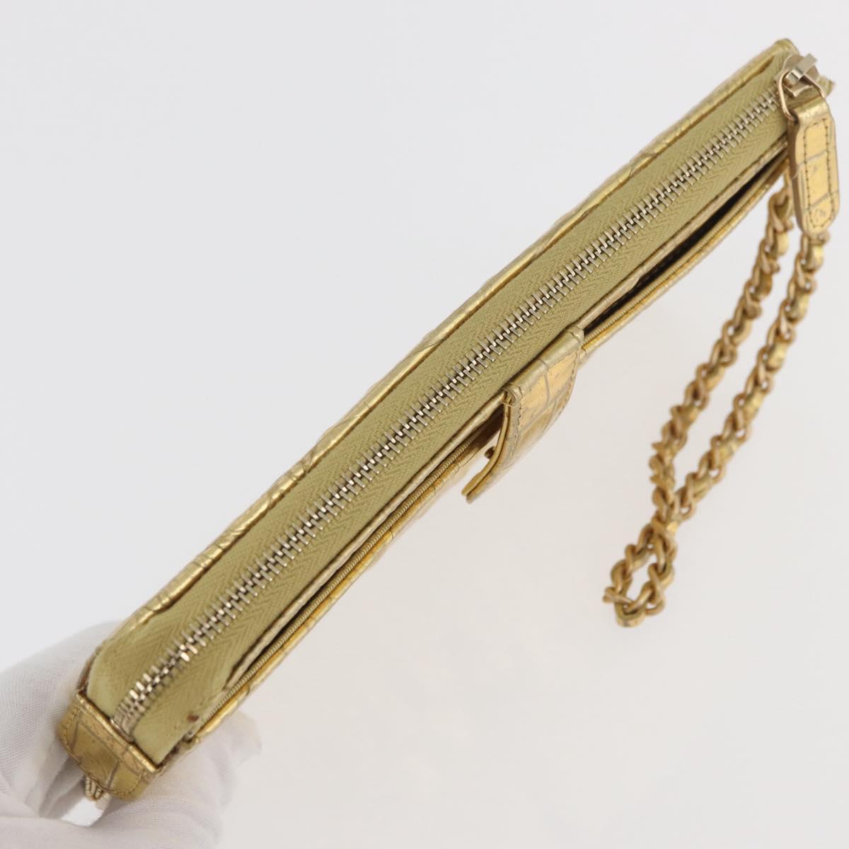 CHANEL COCO Mark Clutch Bag Calf Skin Gold CC Auth 182873SAM