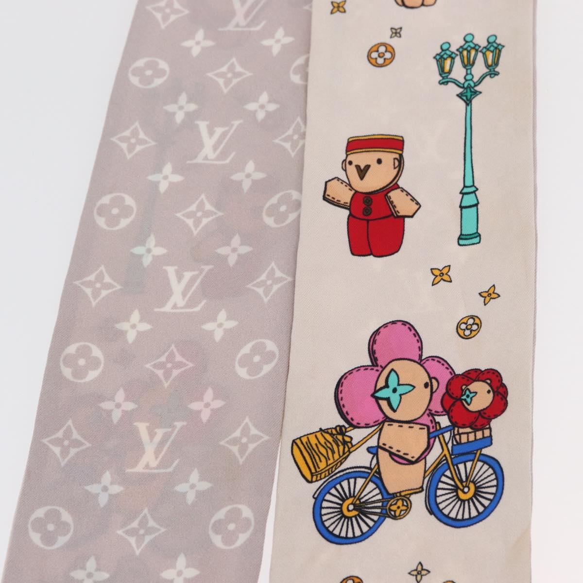 LOUIS VUITTON Monogram Vivienne Bando BB Scarf Silk Pink M77933 LV Auth 182876A