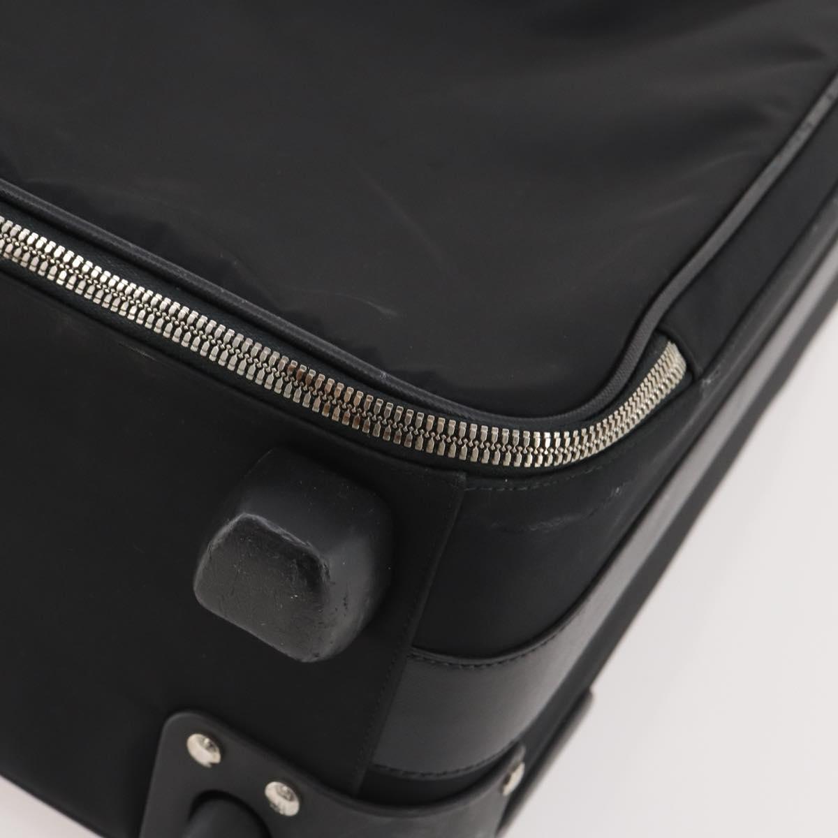 PRADA Carry Case Trunk Nylon Black Silver Auth 182881