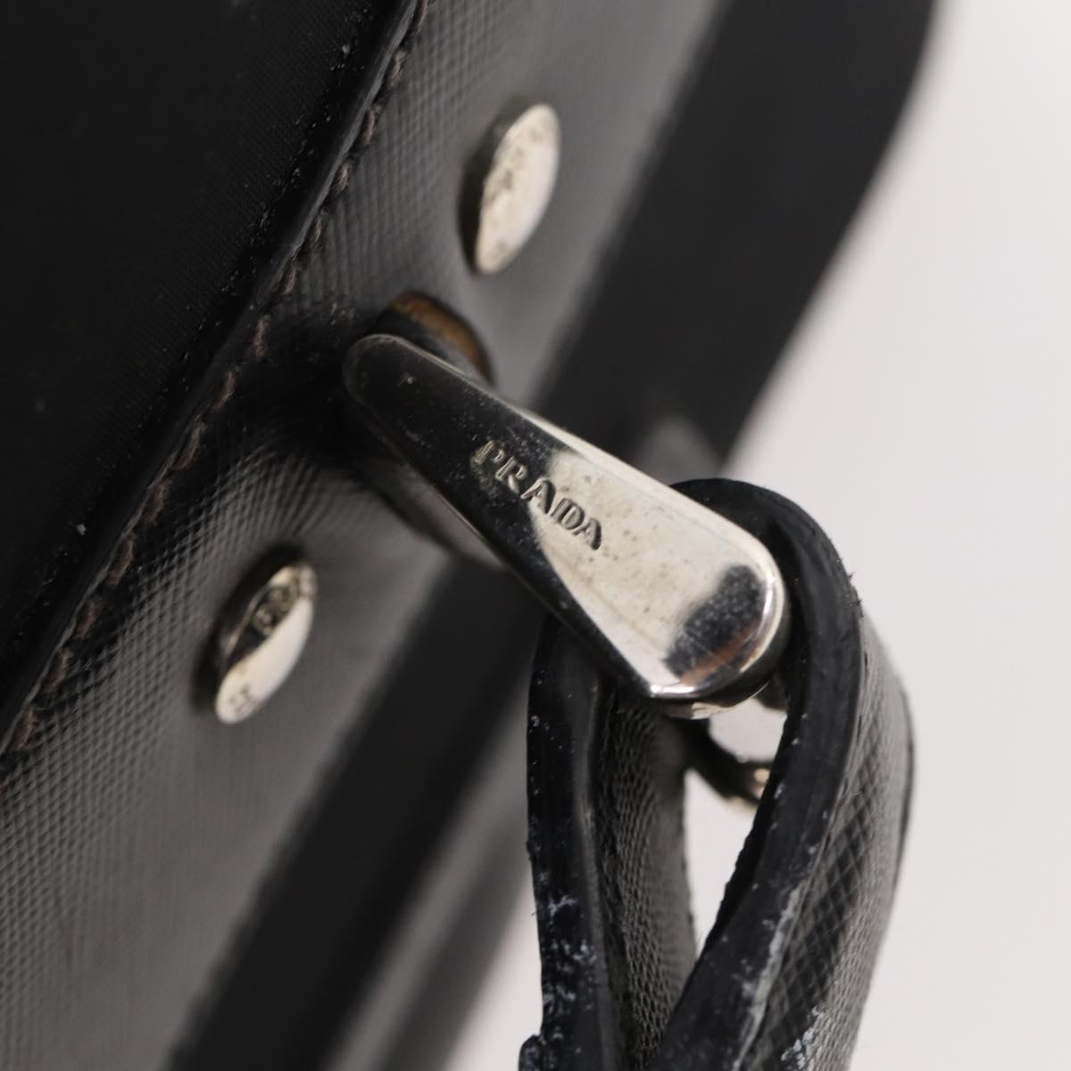 PRADA Carry Case Trunk Nylon Black Silver Auth 182881
