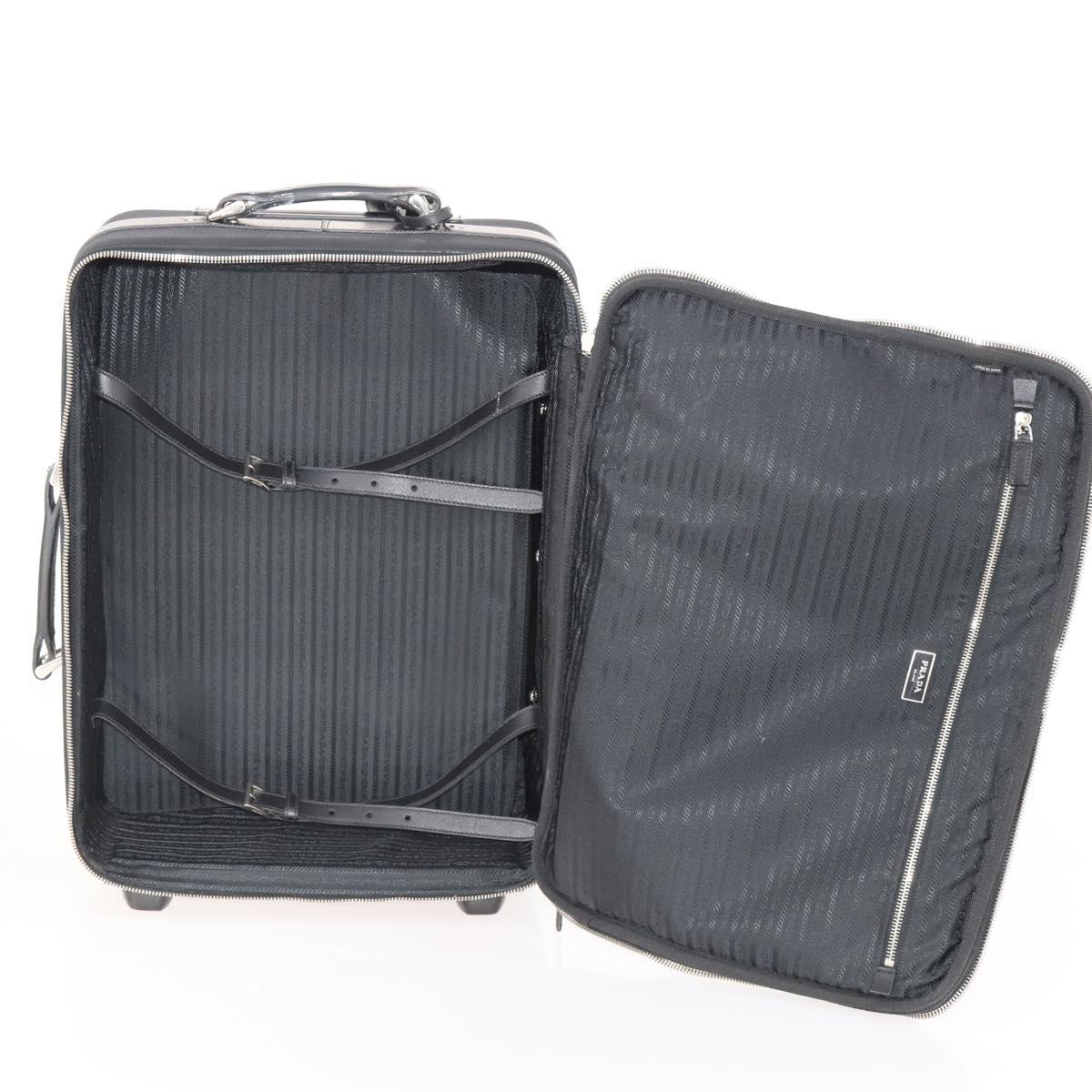PRADA Carry Case Trunk Nylon Black Silver Auth 182881