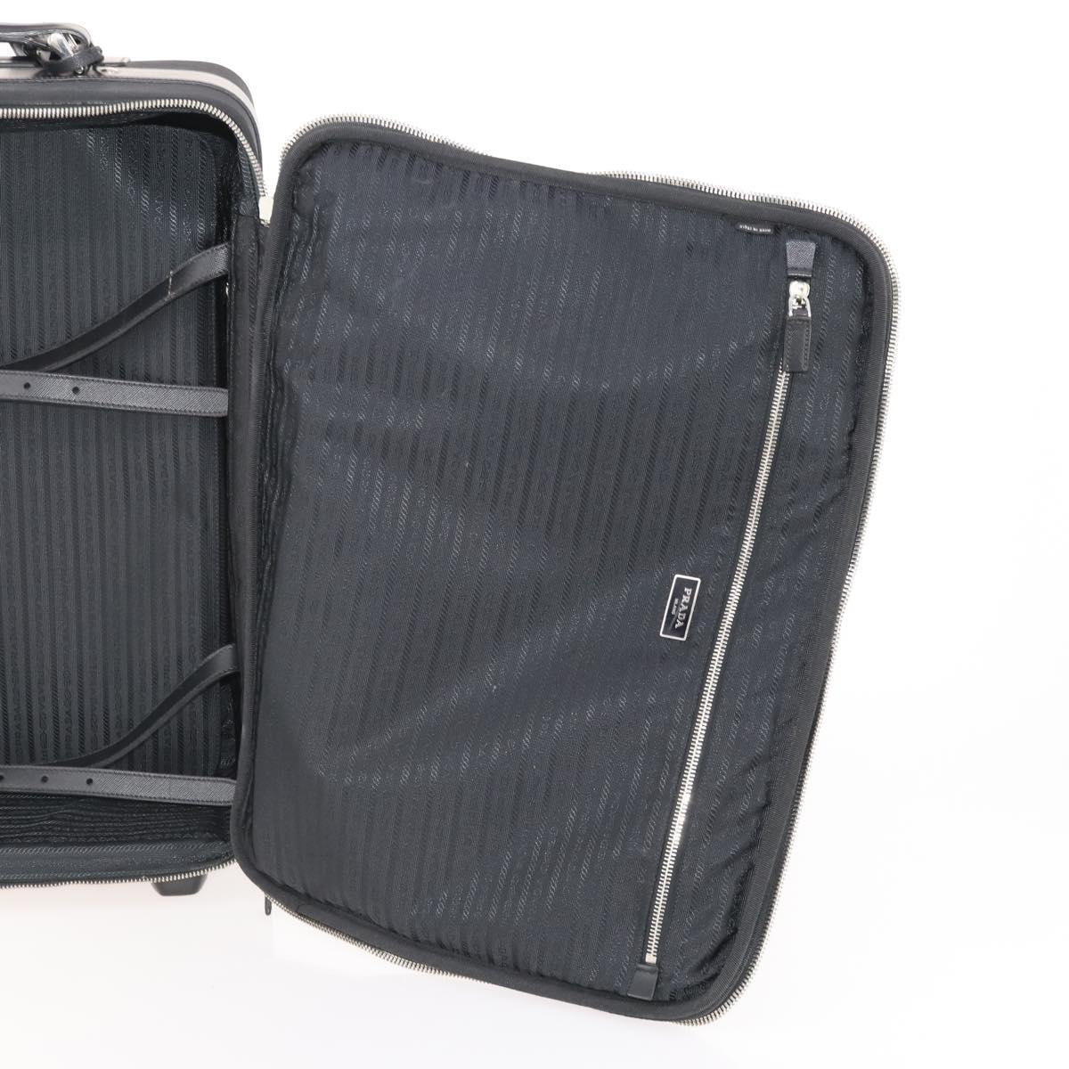 PRADA Carry Case Trunk Nylon Black Silver Auth 182881