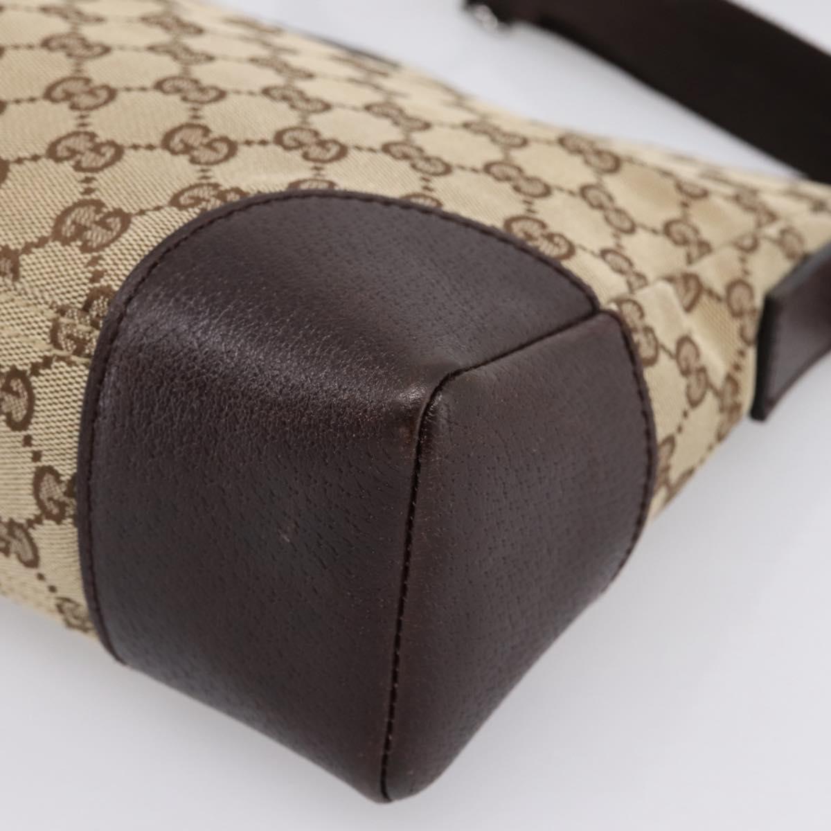 GUCCI GG Canvas Shoulder Bag Brown Silver 114273 Auth 182886A