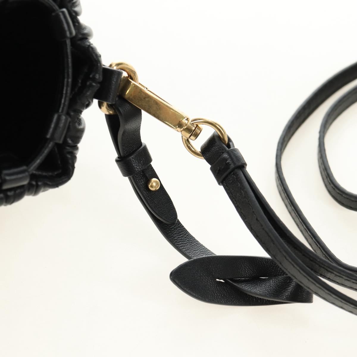 Miu Miu Matelasse Shoulder Bag Leather Black Gold Auth 182887M