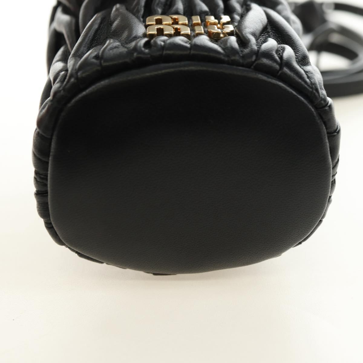 Miu Miu Matelasse Shoulder Bag Leather Black Gold Auth 182887M