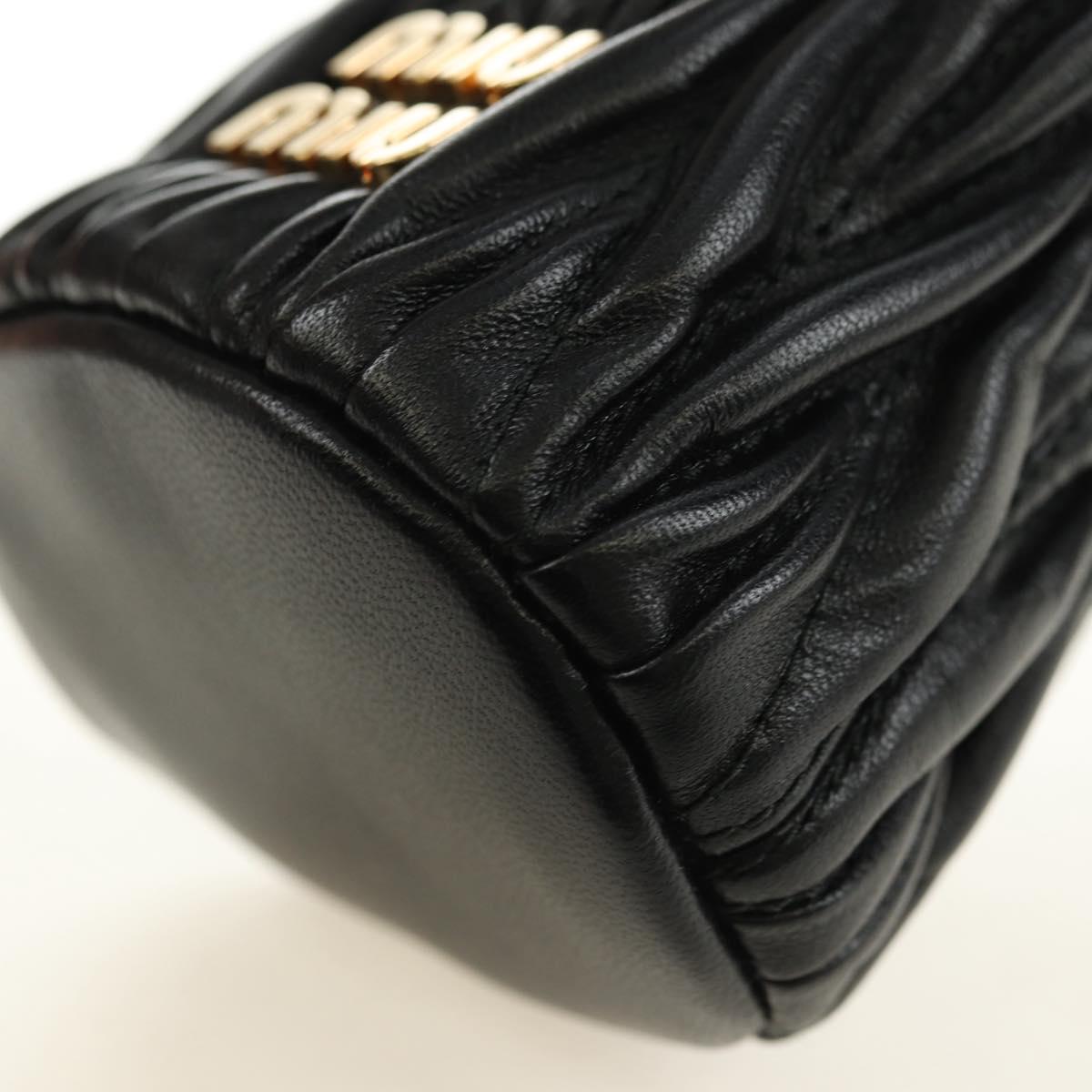 Miu Miu Matelasse Shoulder Bag Leather Black Gold Auth 182887M