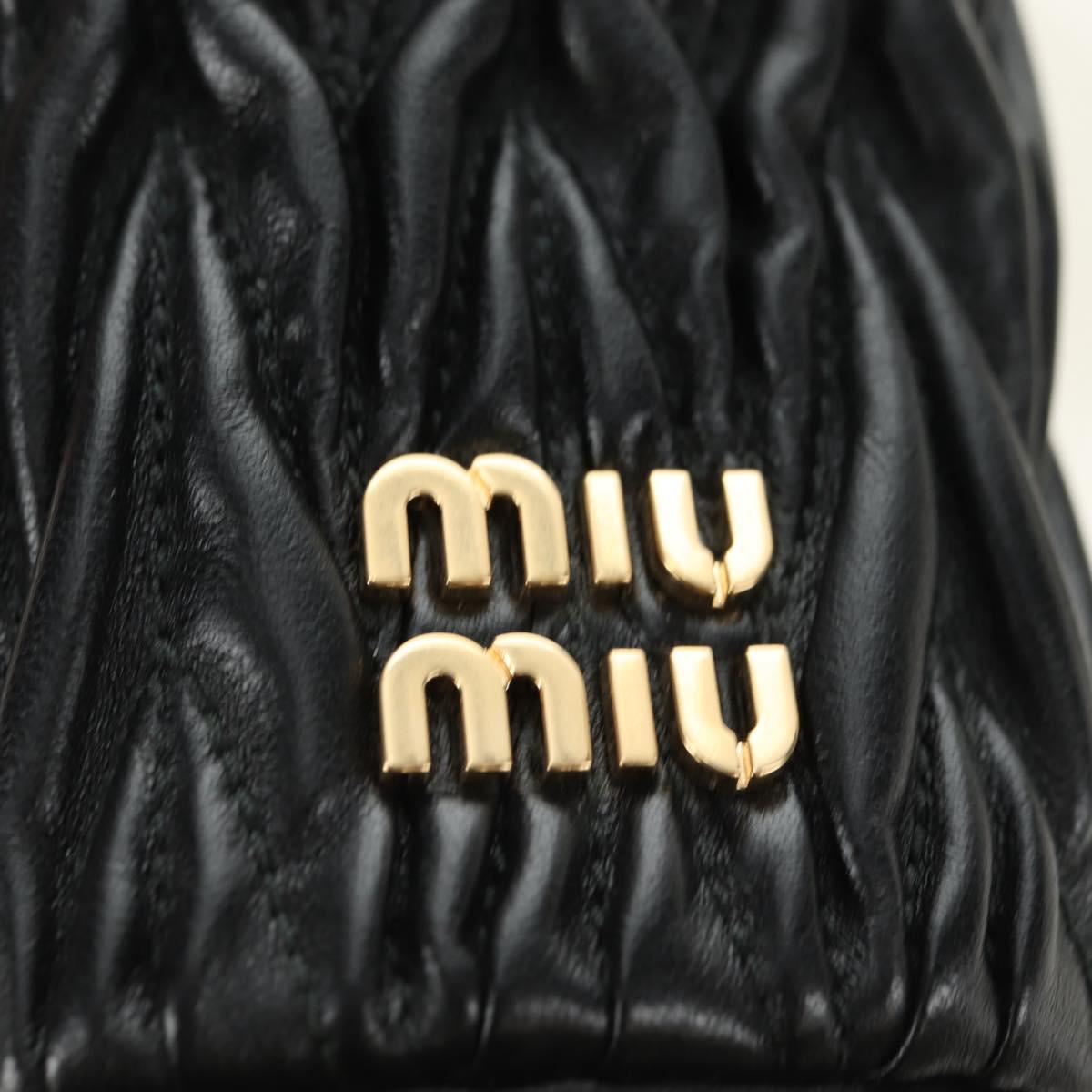 Miu Miu Matelasse Shoulder Bag Leather Black Gold Auth 182887M