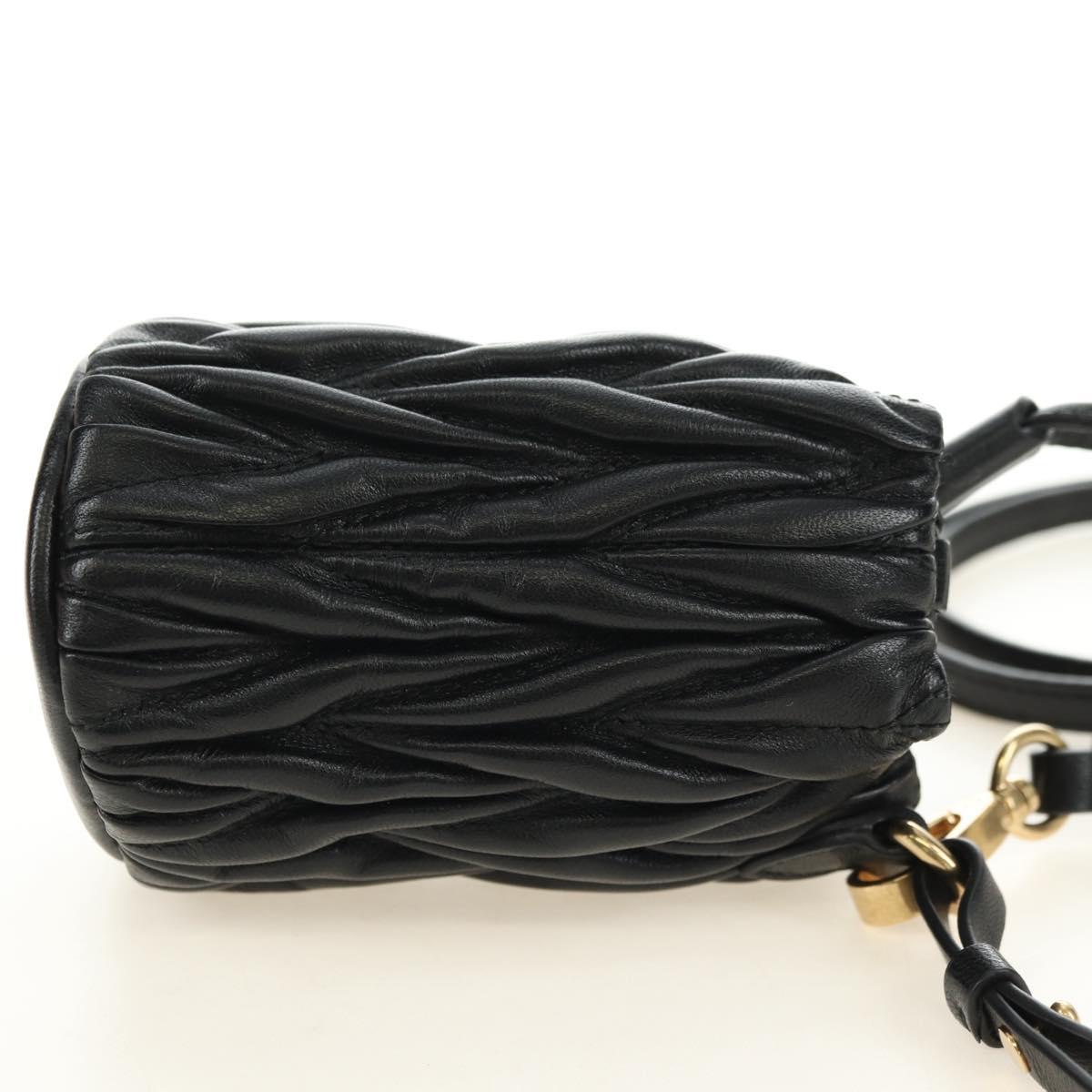 Miu Miu Matelasse Shoulder Bag Leather Black Gold Auth 182887M