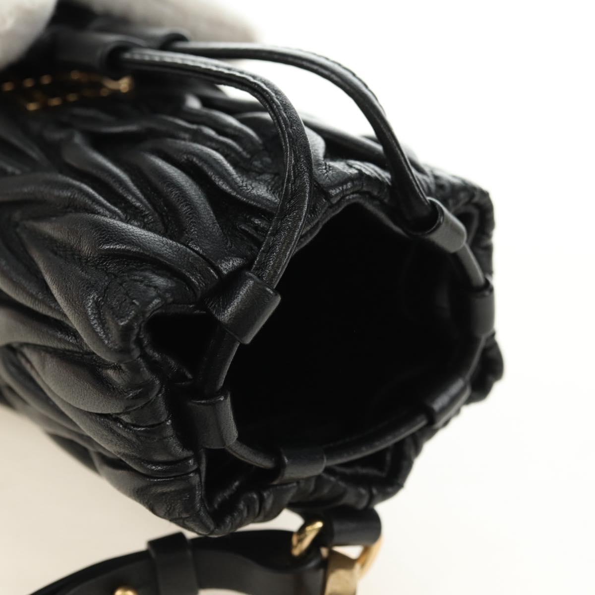 Miu Miu Matelasse Shoulder Bag Leather Black Gold Auth 182887M