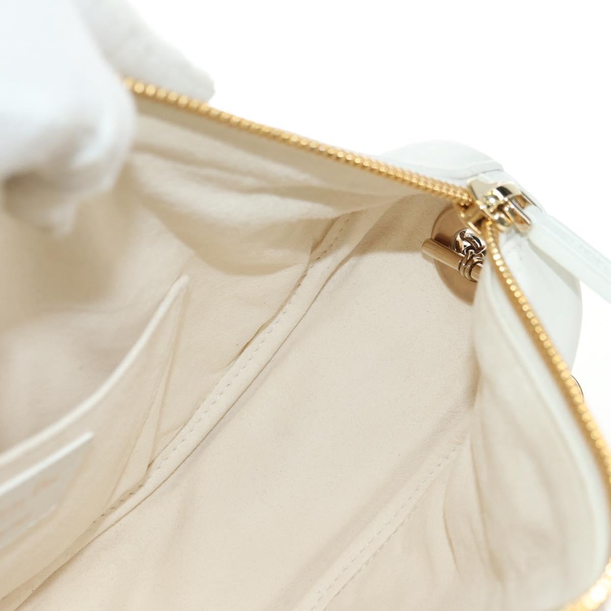 Christian Dior Canage Vibe Shoulder Bag Lamb Skin 2way White Gold Auth 182900SM