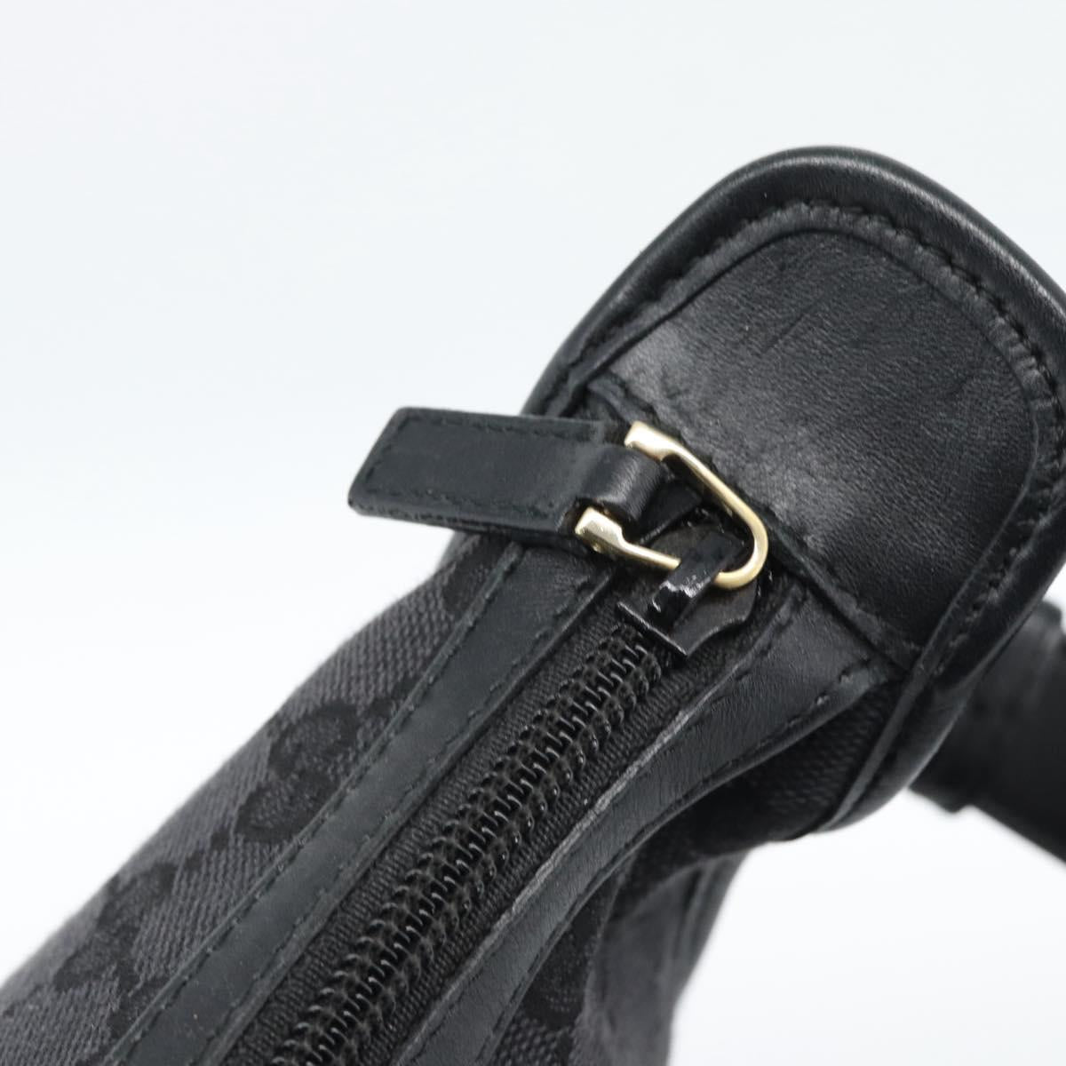 GUCCI GG Canvas Shoulder Bag Black Gold Auth 182901A