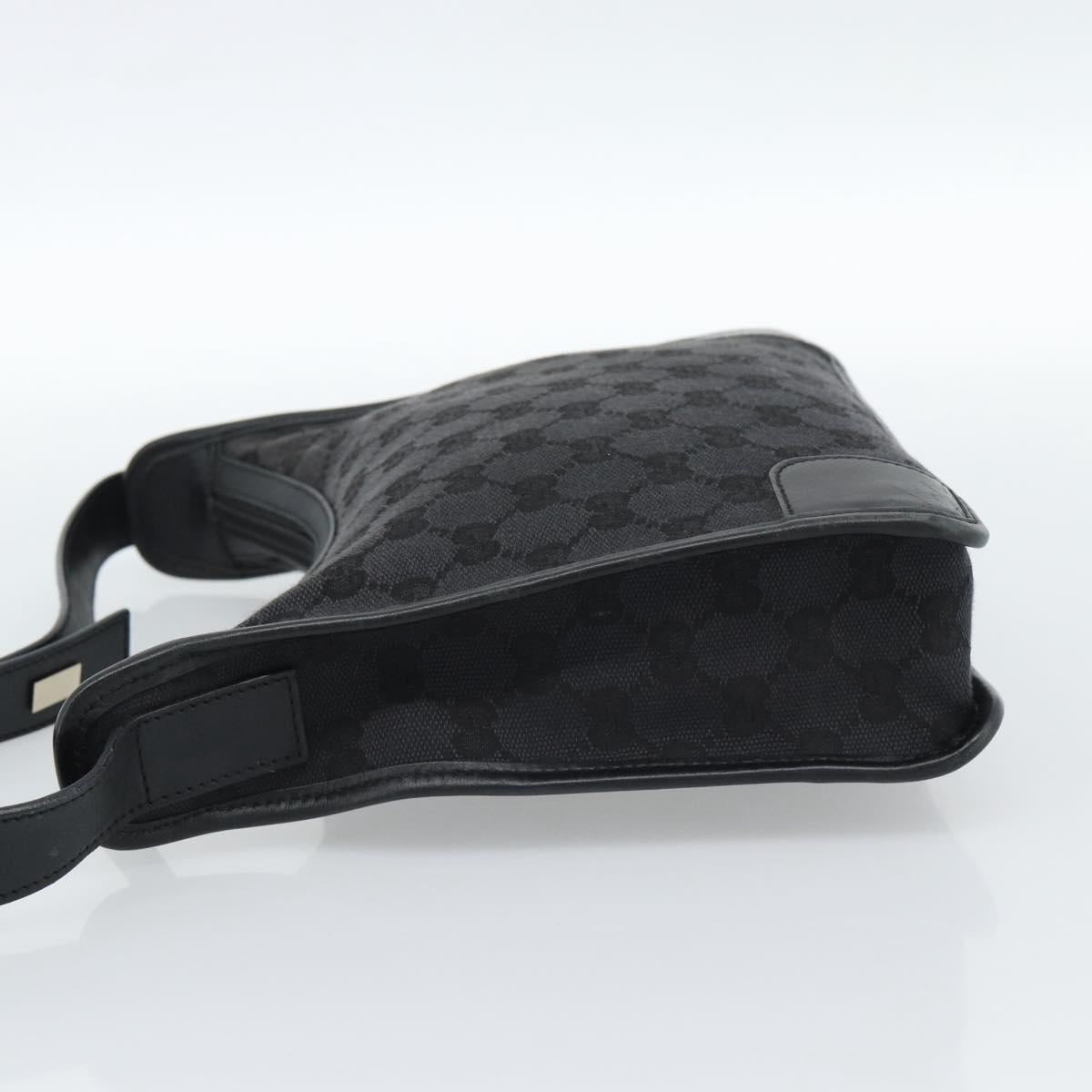 GUCCI GG Canvas Shoulder Bag Black Gold Auth 182901A