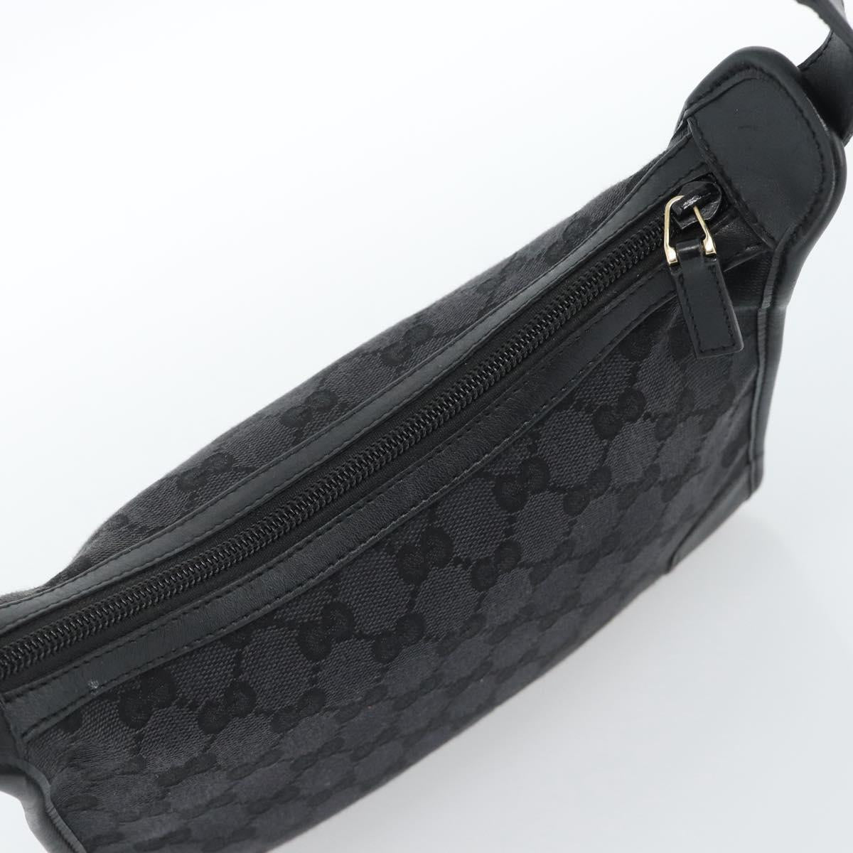 GUCCI GG Canvas Shoulder Bag Black Gold Auth 182901A