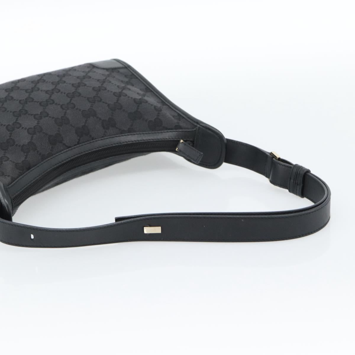 GUCCI GG Canvas Shoulder Bag Black Gold Auth 182901A