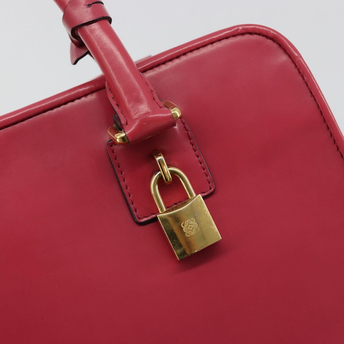 LOEWE Amazona 36 Hand Bag Patent leather Gold Pink Auth 182902A
