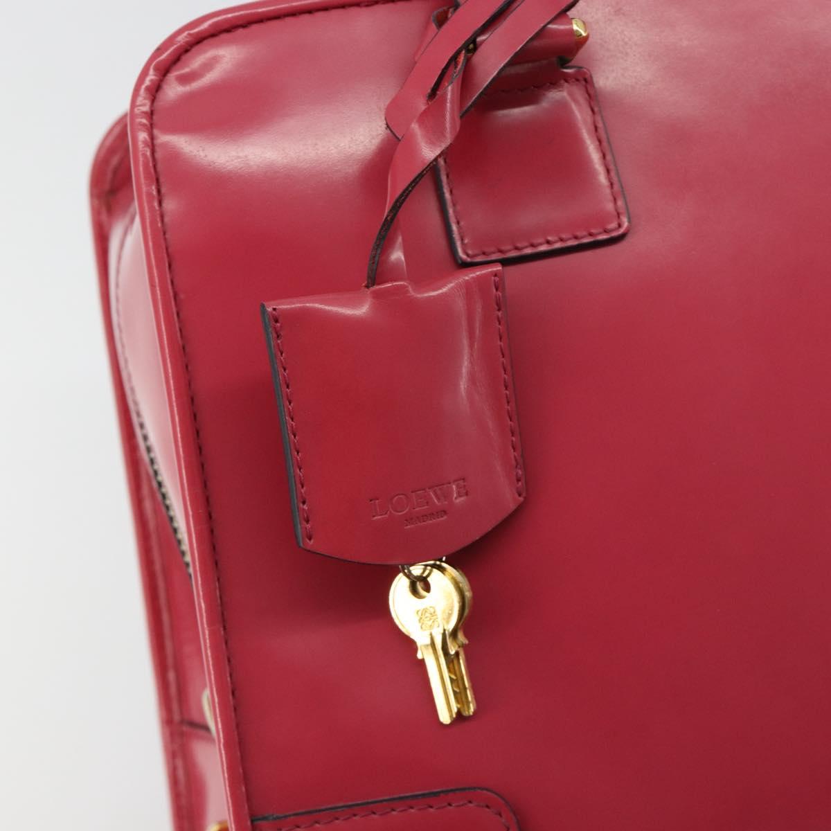 LOEWE Amazona 36 Hand Bag Patent leather Gold Pink Auth 182902A