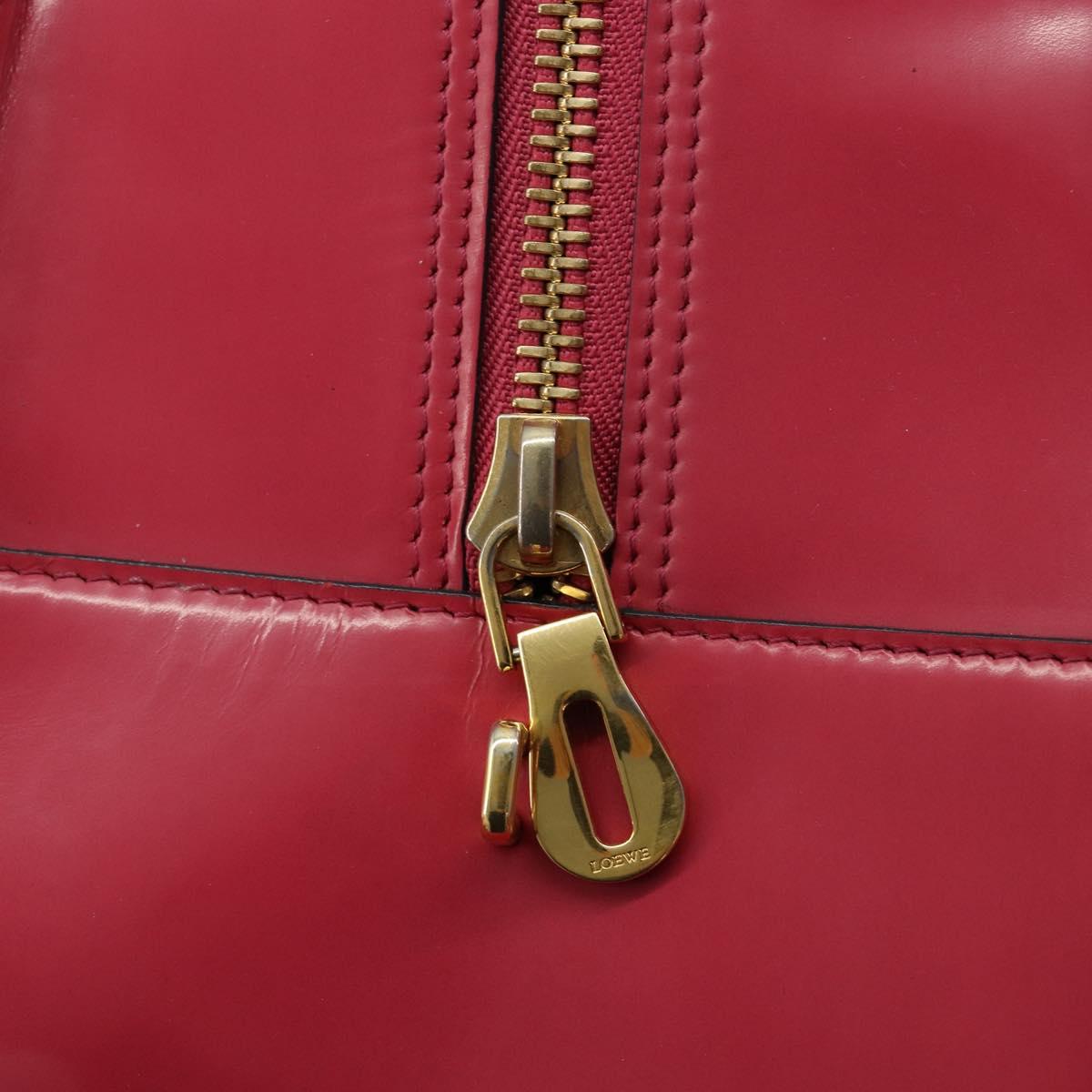 LOEWE Amazona 36 Hand Bag Patent leather Gold Pink Auth 182902A