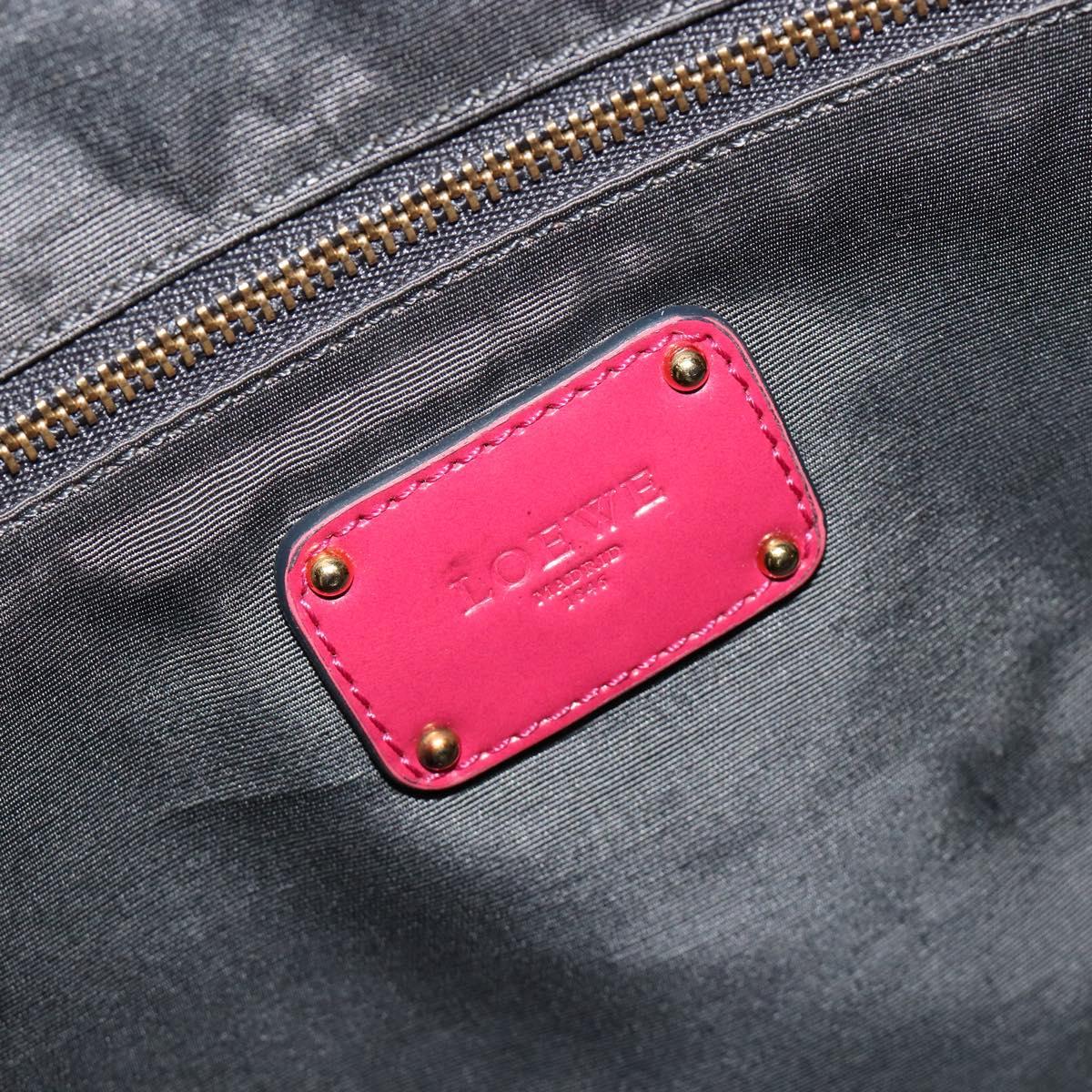 LOEWE Amazona 36 Hand Bag Patent leather Gold Pink Auth 182902A