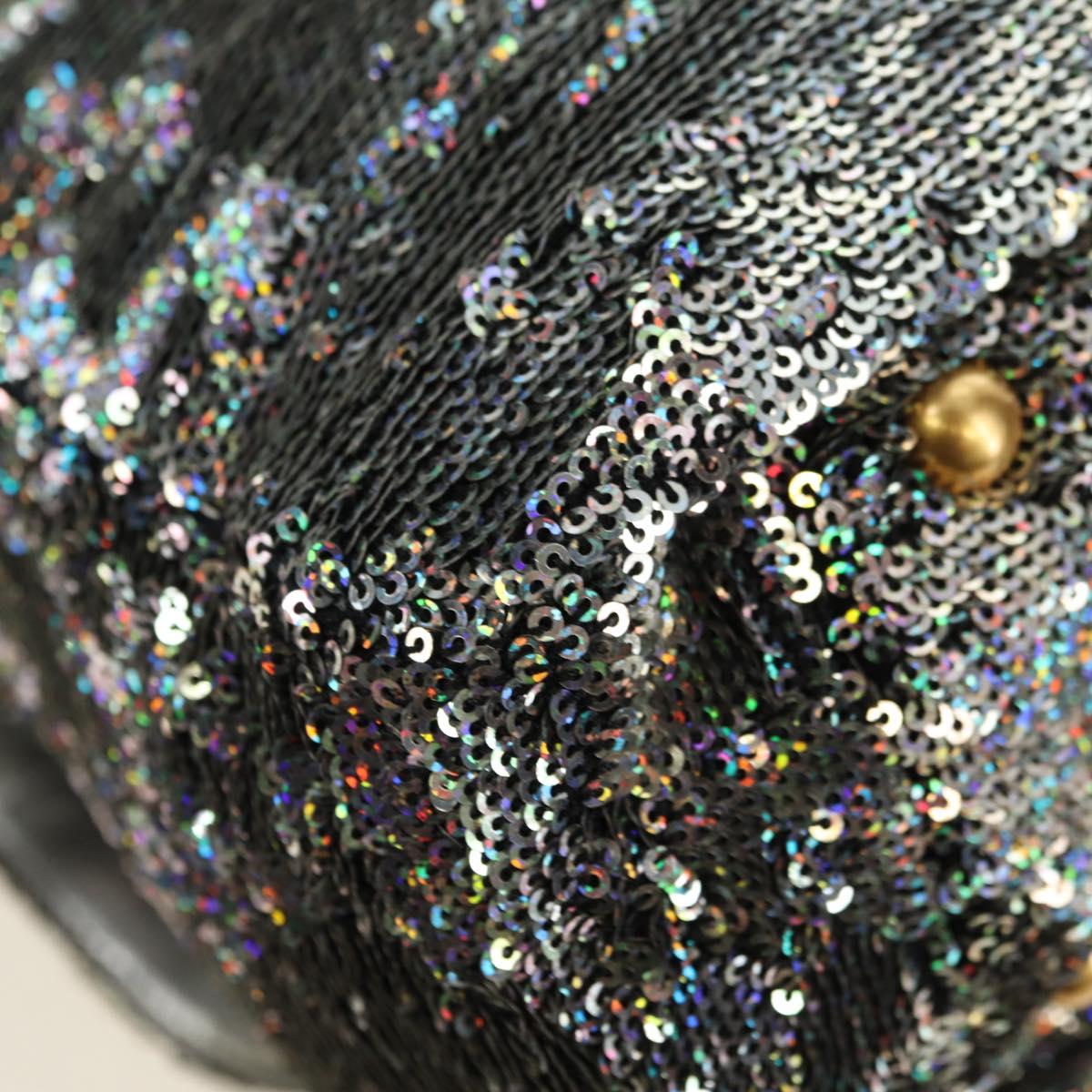 Miu Miu Shoulder Bag Sequin 2way Gold Silver Auth 182905SM