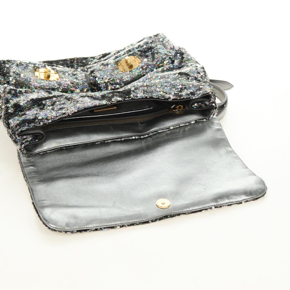 Miu Miu Shoulder Bag Sequin 2way Gold Silver Auth 182905SM