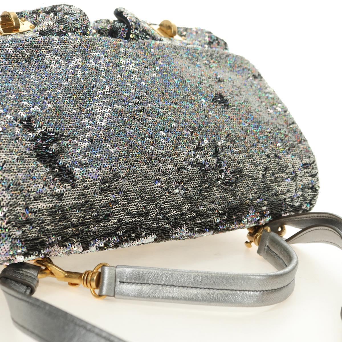 Miu Miu Shoulder Bag Sequin 2way Gold Silver Auth 182905SM