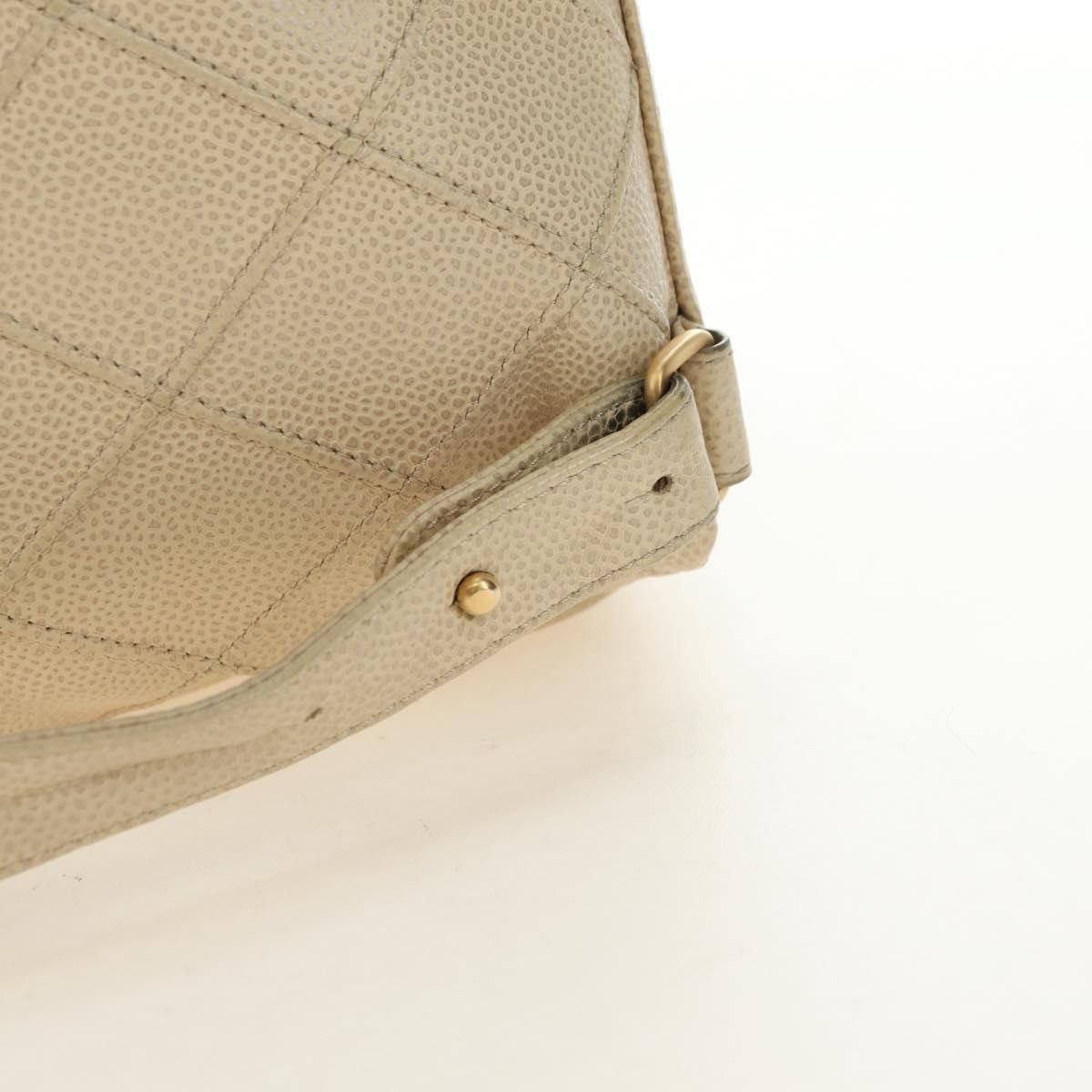 CHANEL Bicolore Backpack Caviar Skin Beige Gold CC Auth 182907V