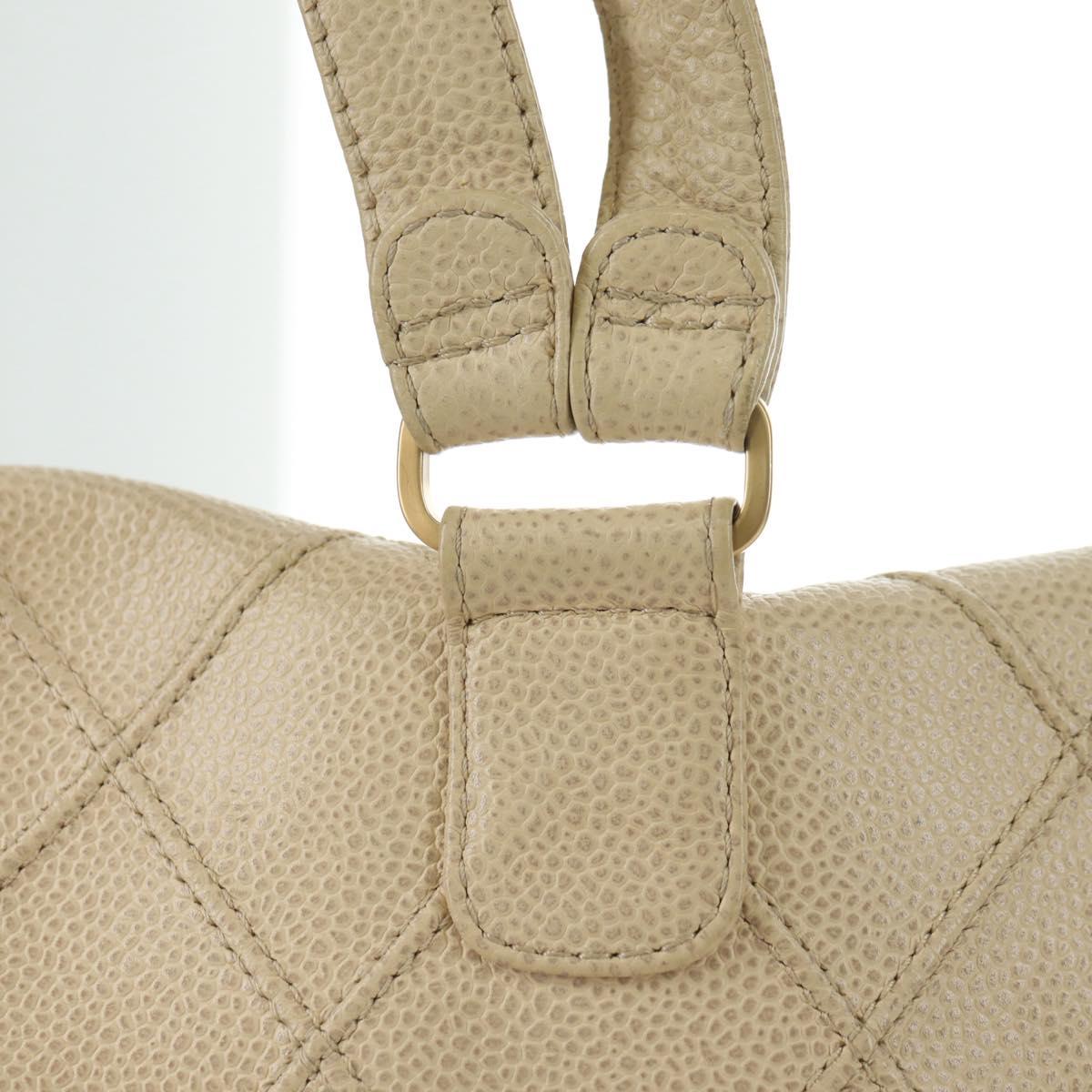 CHANEL Bicolore Backpack Caviar Skin Beige Gold CC Auth 182907V